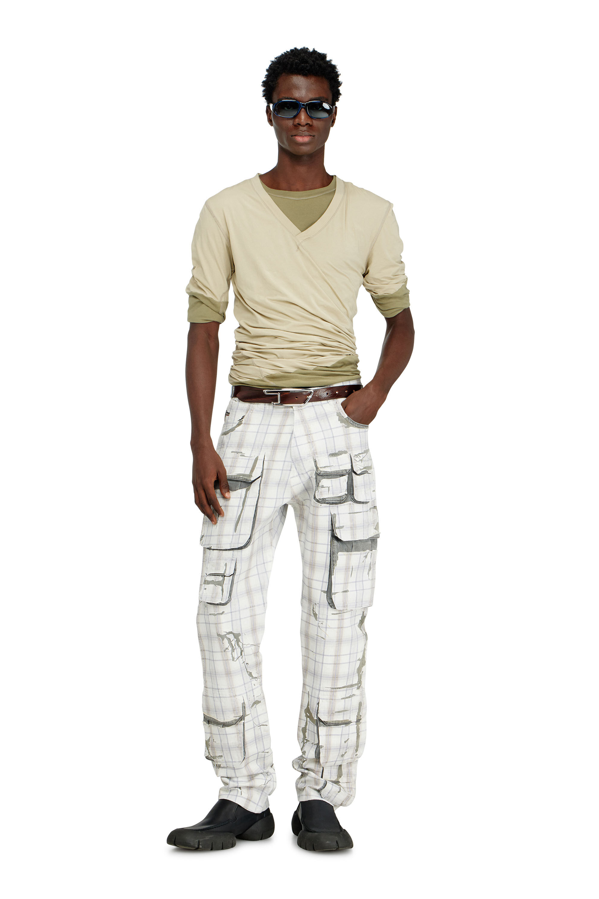 Diesel - T-MOODY-PLAIN, Top de doble capa retorcido Hombre in Verde - 1