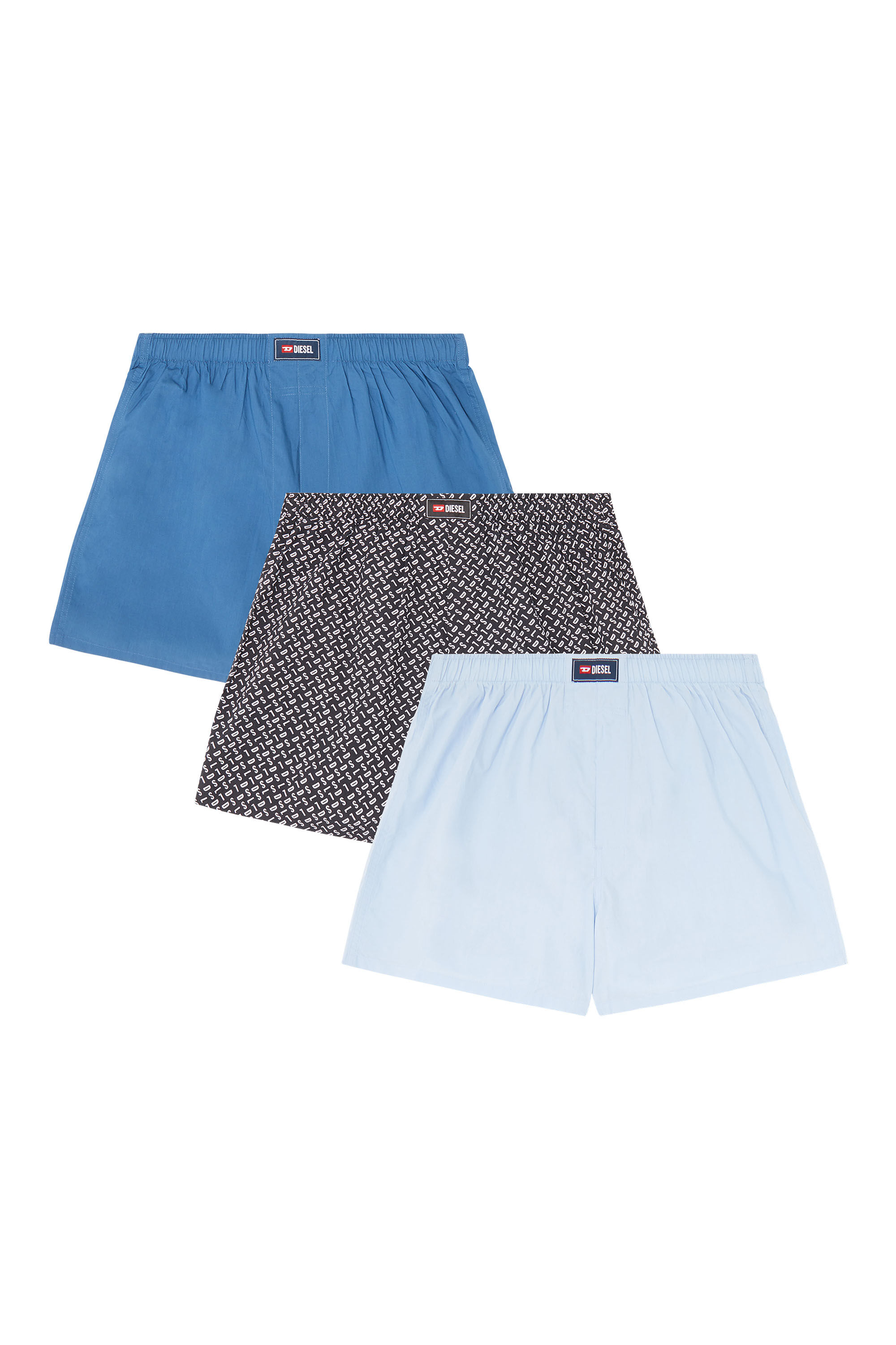 Diesel - RYAN-D-CORE-3PACK, Paquete de tres b&oacute;xers de algod&oacute;n lisos y con estampado all-over DSL Hombre in Azul marino - 2