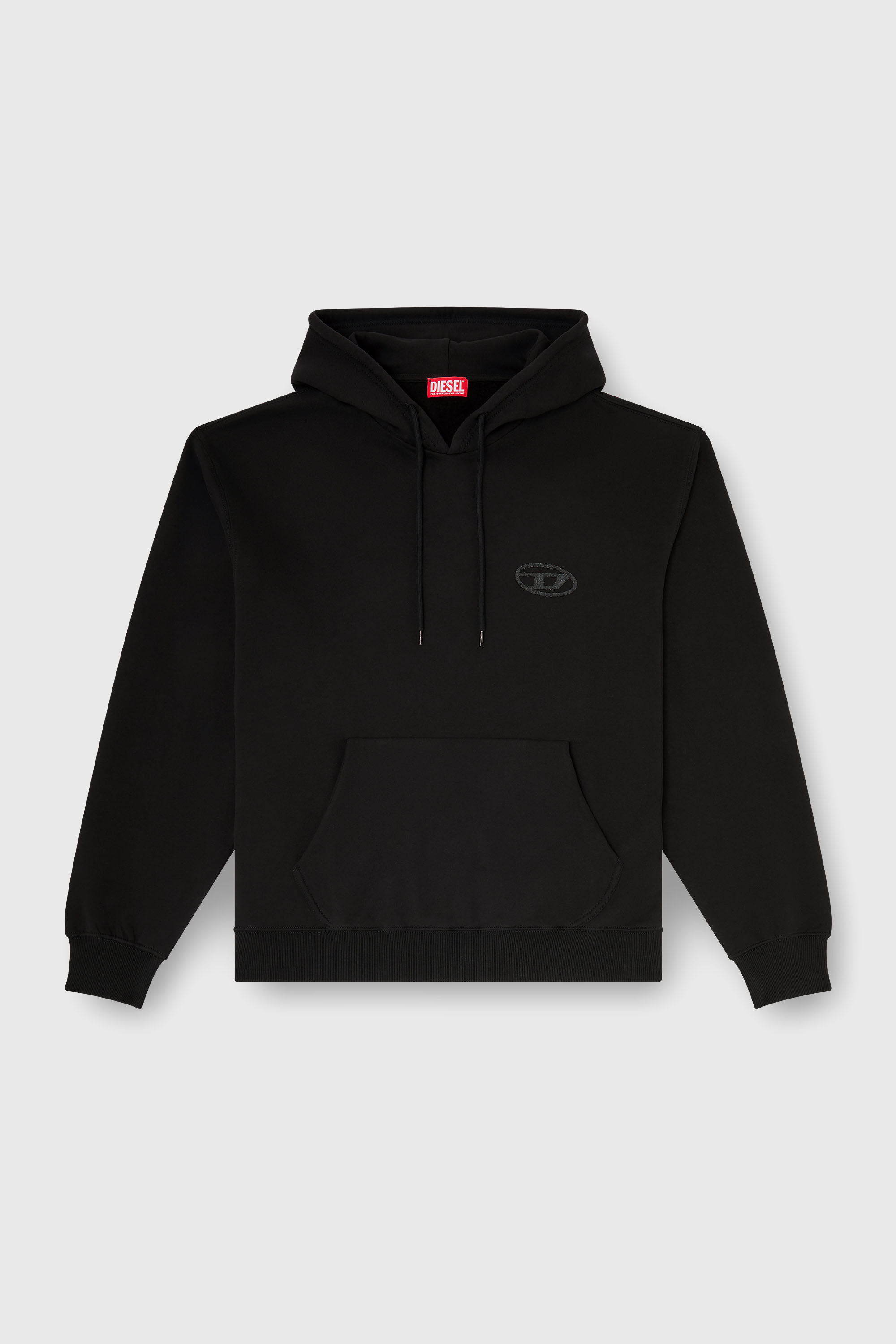 Diesel - S-LUK-H-T92, Sudadera con capucha de algod&oacute;n con bordado del logotipo Oval D tono sobre tono Hombre in Negro - 2
