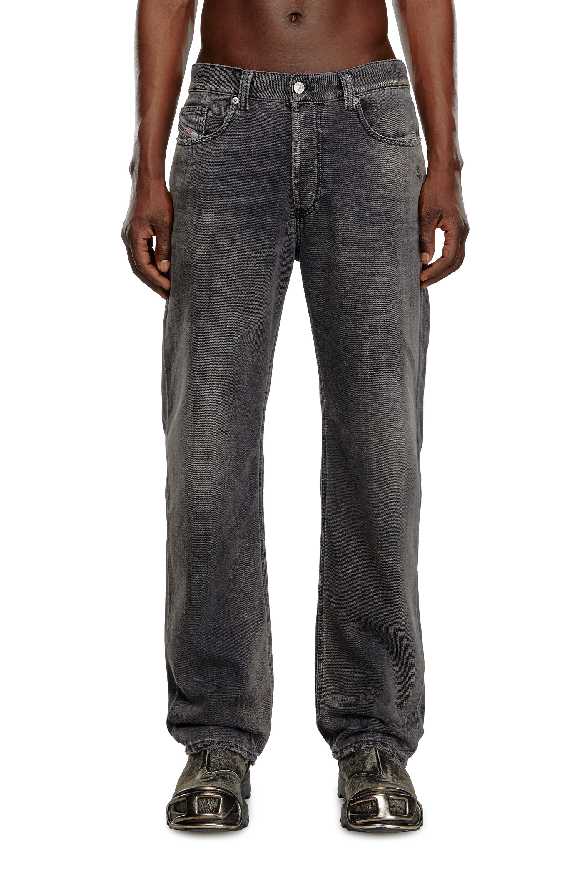 Diesel - Hombre Straight Jeans 2010 D-Macs 09K14, Negro/Gris oscuro - Image 3