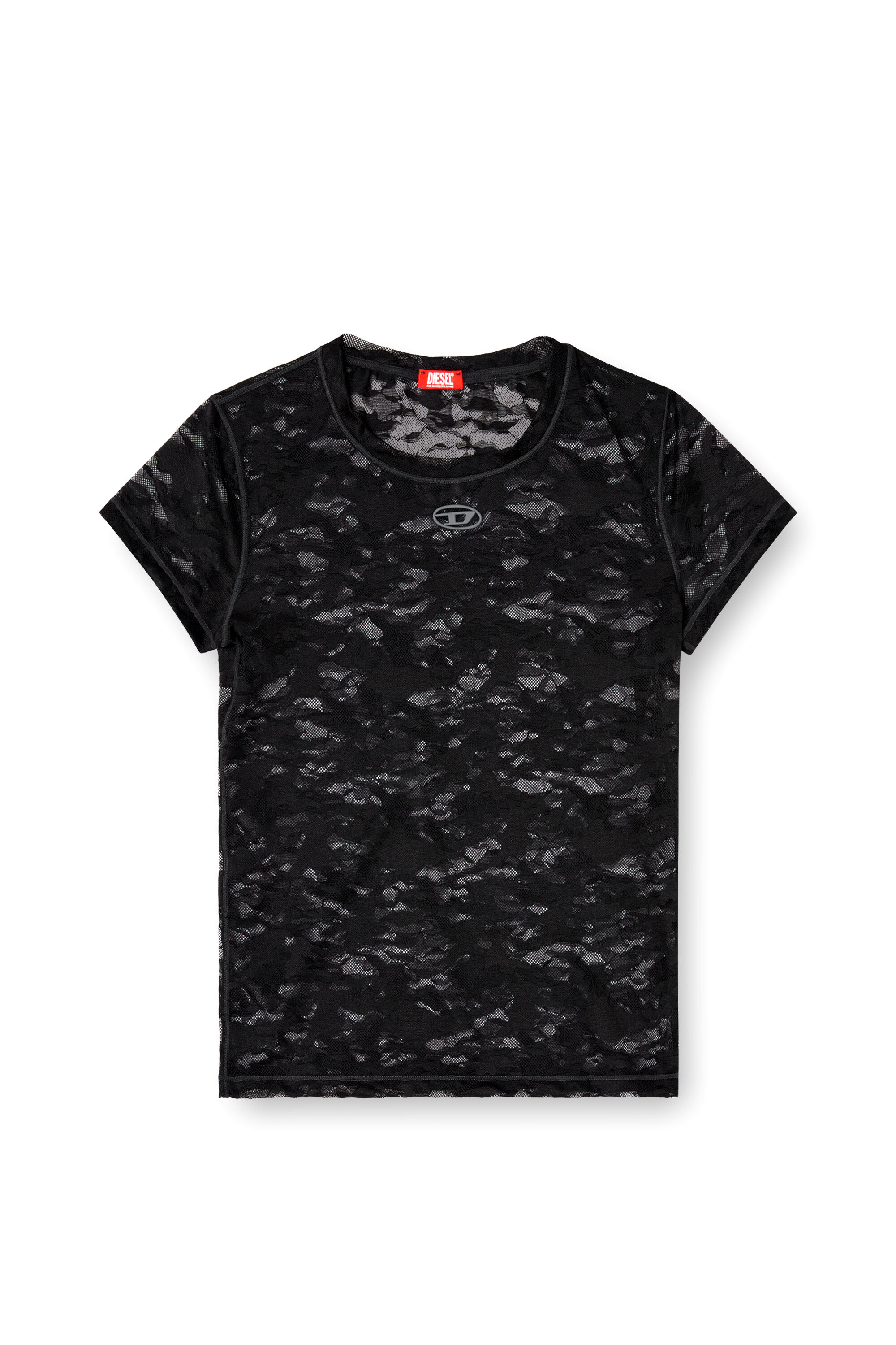 Diesel - KASIA-UTLT, Camiseta de encaje camuflado Mujer in Negro - 2