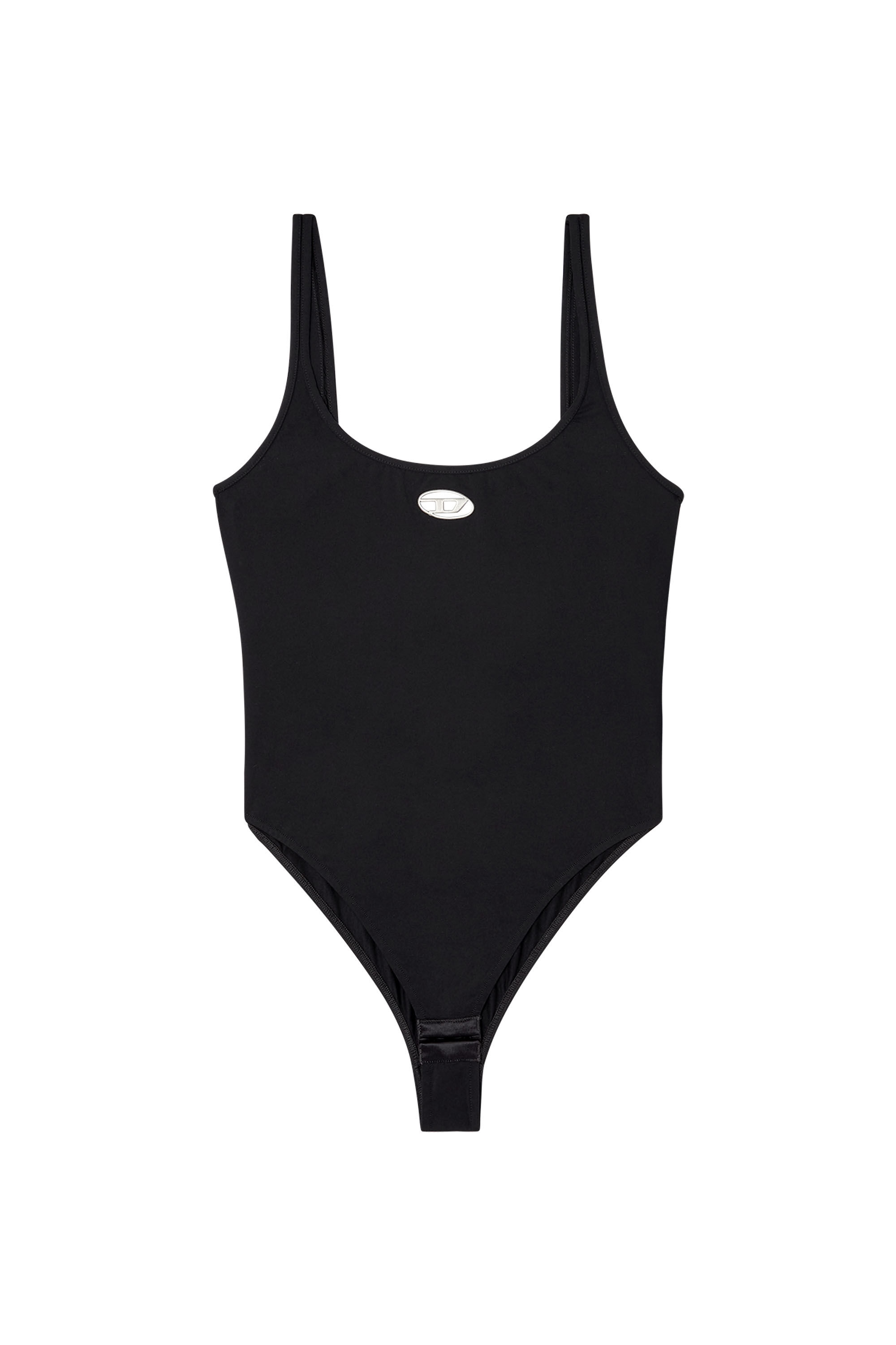 Diesel - MEGAN-UTLT, Body de microfibra con logotipo recortado Mujer in Negro - 2