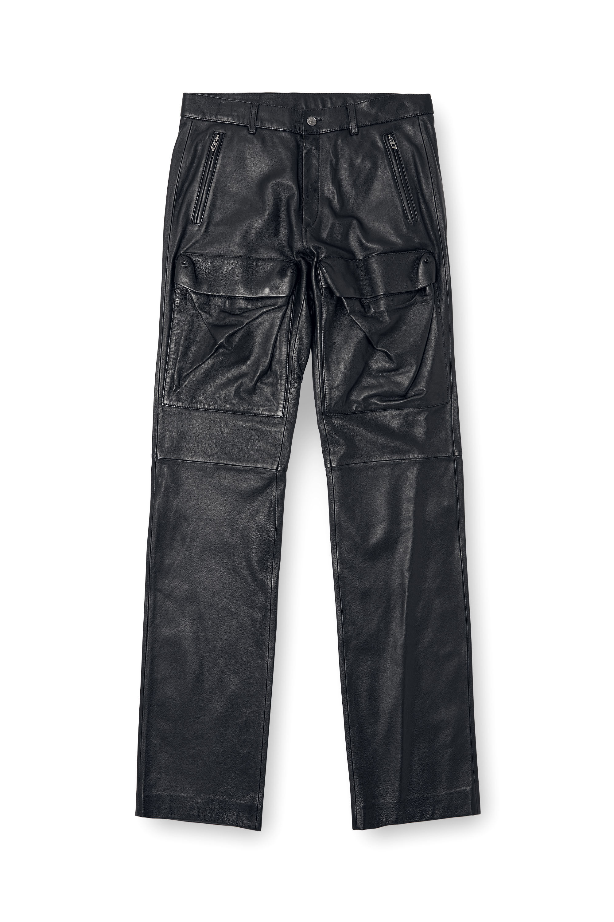 Diesel - P-GAST, Pantalones de cuero con bolsillos utility Hombre in Negro - 2