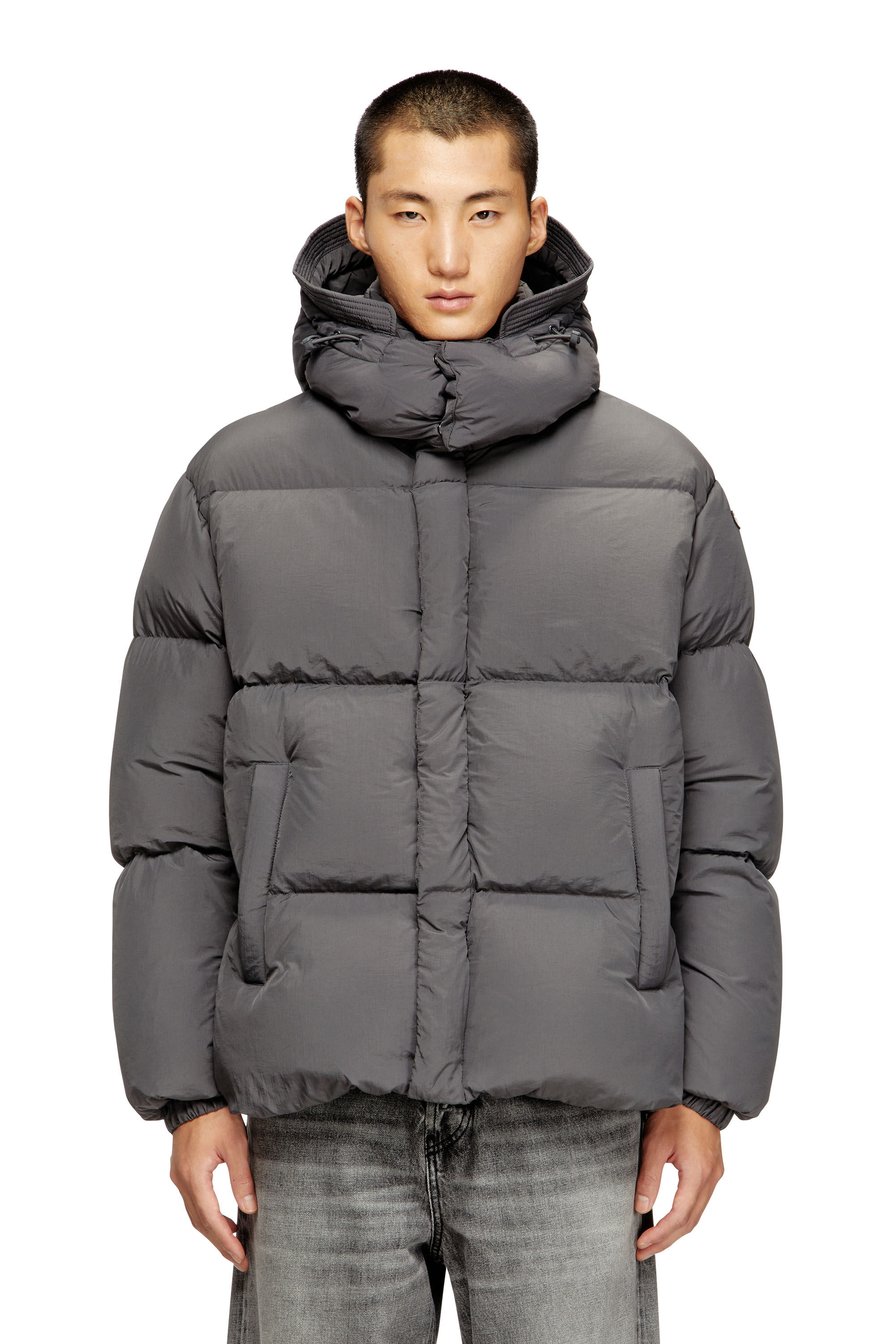 Diesel - W-ROLFYS, Chaqueta de plumón en taslan de nailon reciclado Hombre in Gris - 3