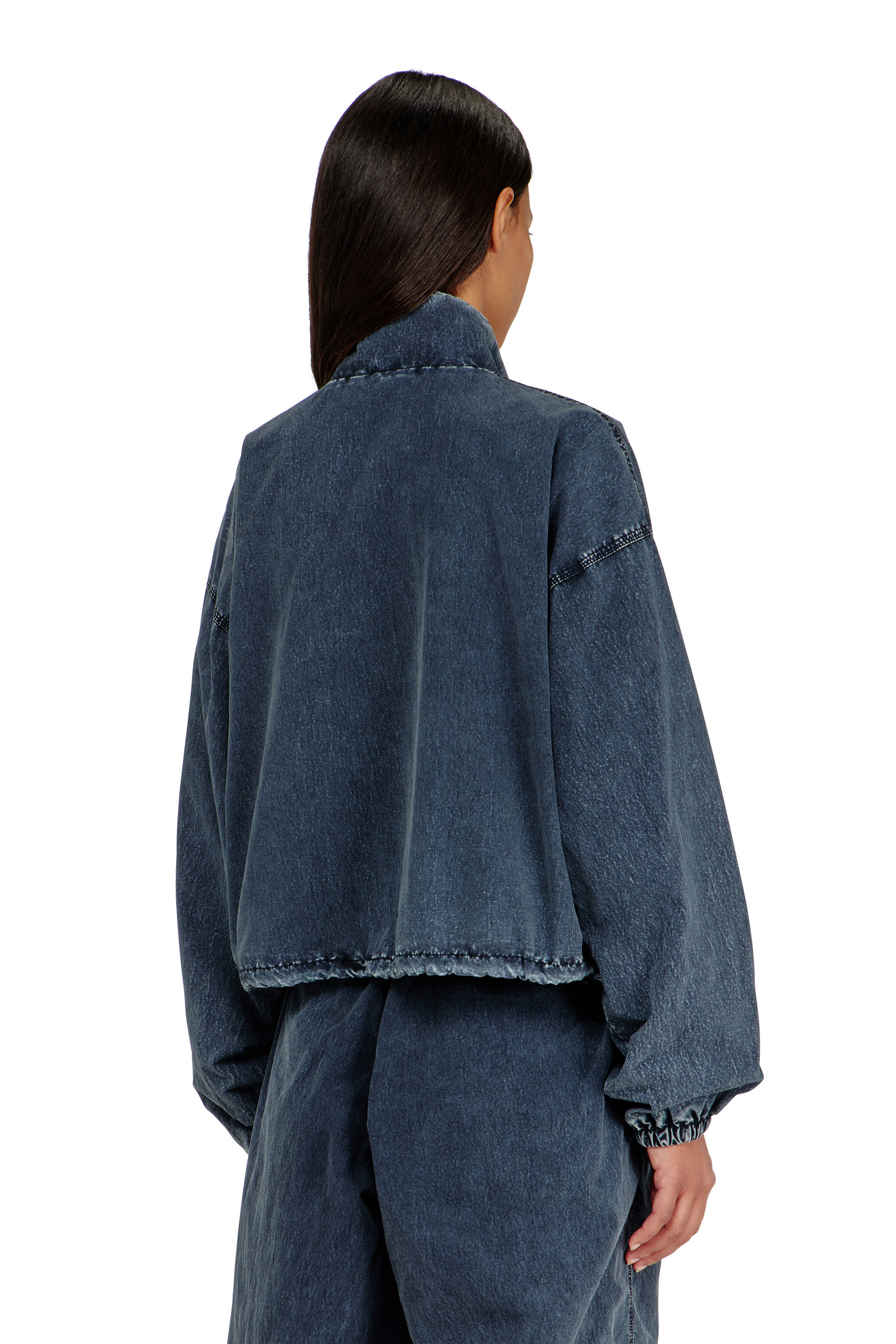 Diesel - G-LEAMER, Chaqueta cortavientos en taslan acid-wash Mujer in Azul marino - 4