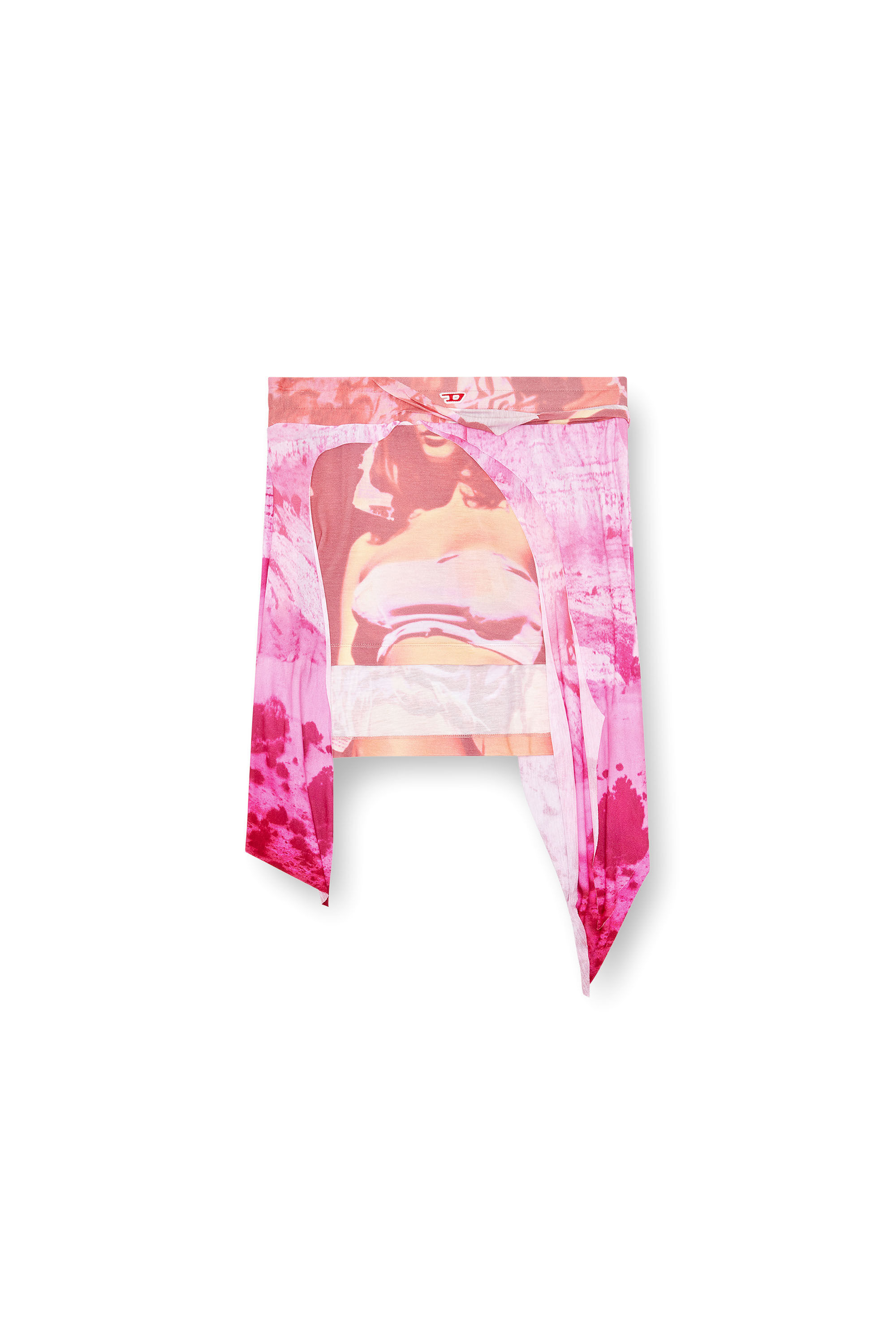 Diesel - O-MALOR-P1, Mujer Minifalda asimétrica de tejido estampado in Rosa - Image 2