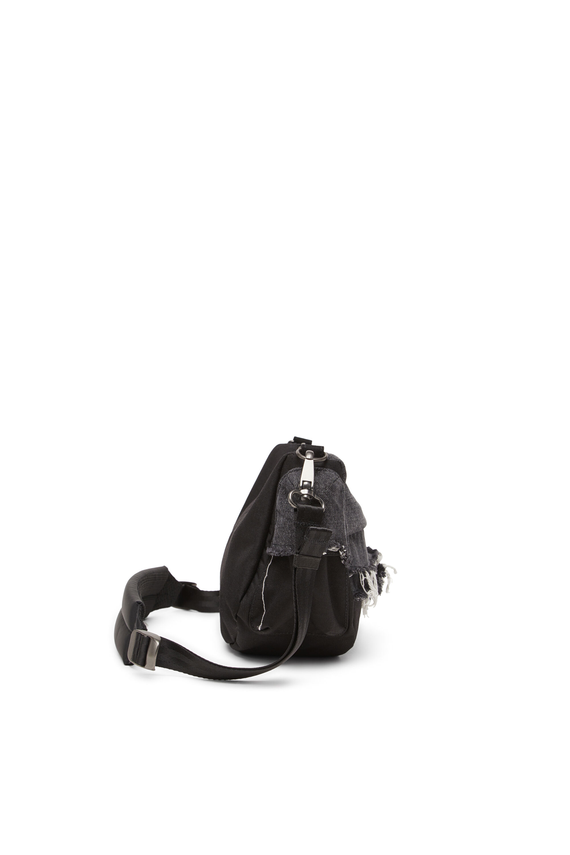 Diesel - DIESEL SHOULDER BAG, Bolso de hombro en denim destruido y CORDURA® Unisex in Negro - 3