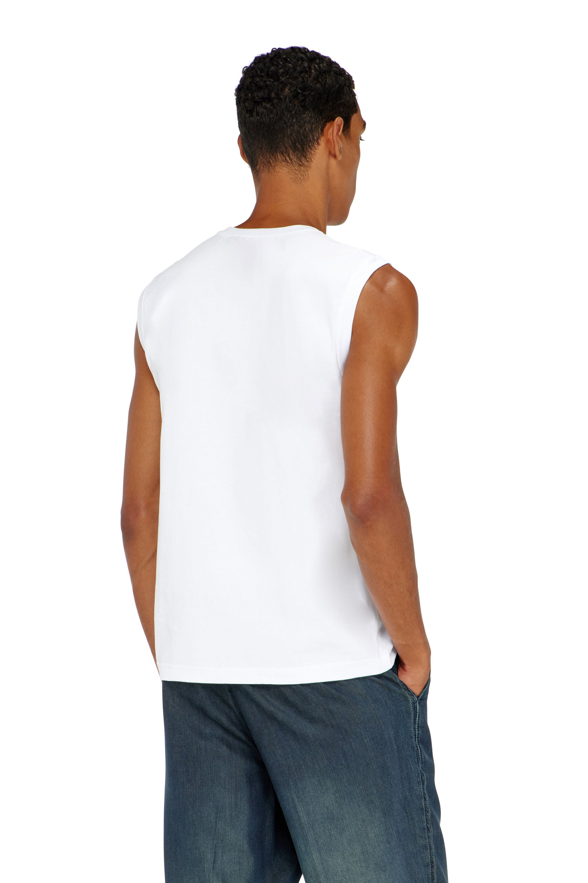 Diesel - T-BISCO-OD, Camiseta de tirantes con logotipo Oval D met&aacute;lico Hombre in Blanco - 4