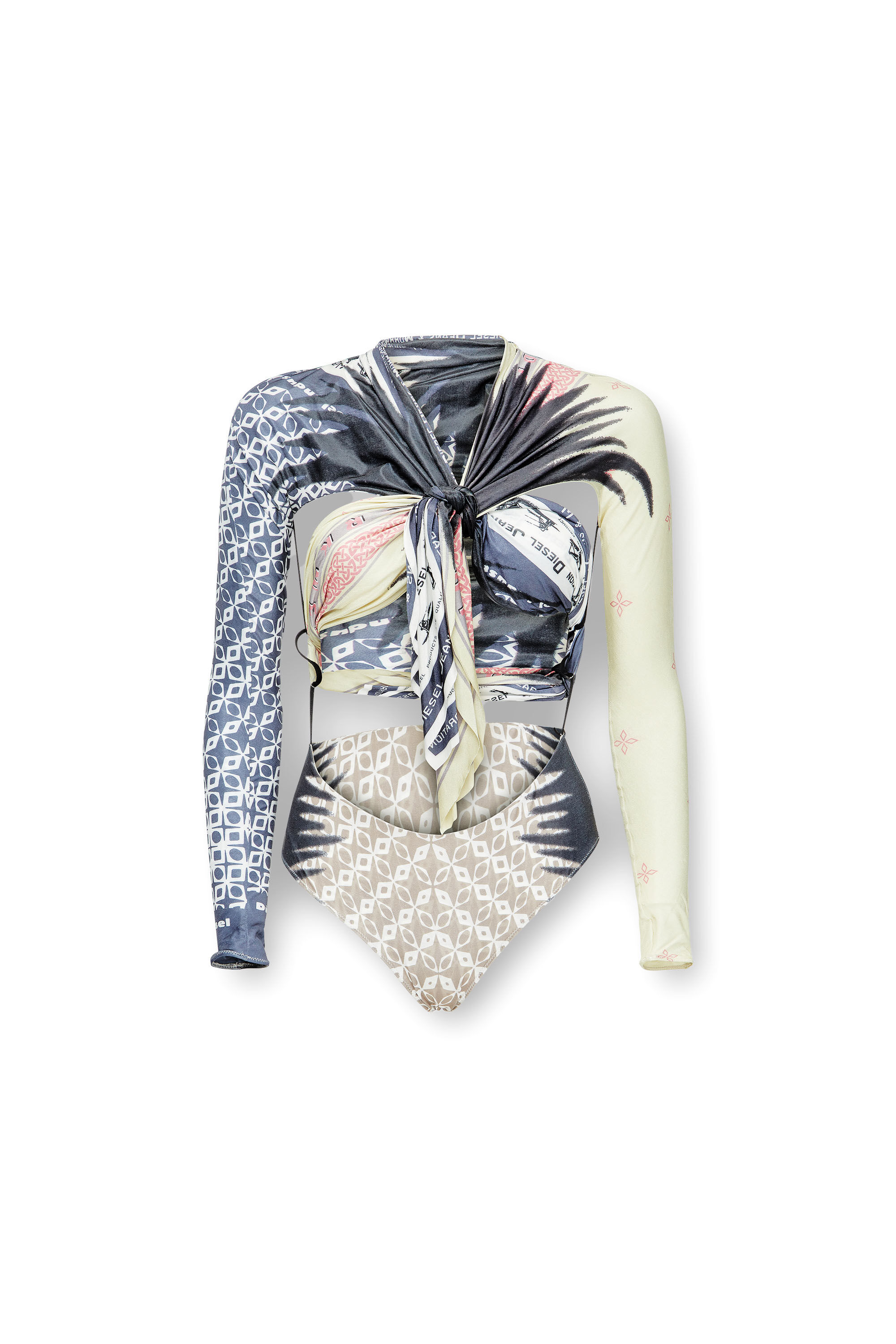 Diesel - T-EXO, Top con parte delantera de bandana drapeada Mujer in Multicolor - 2