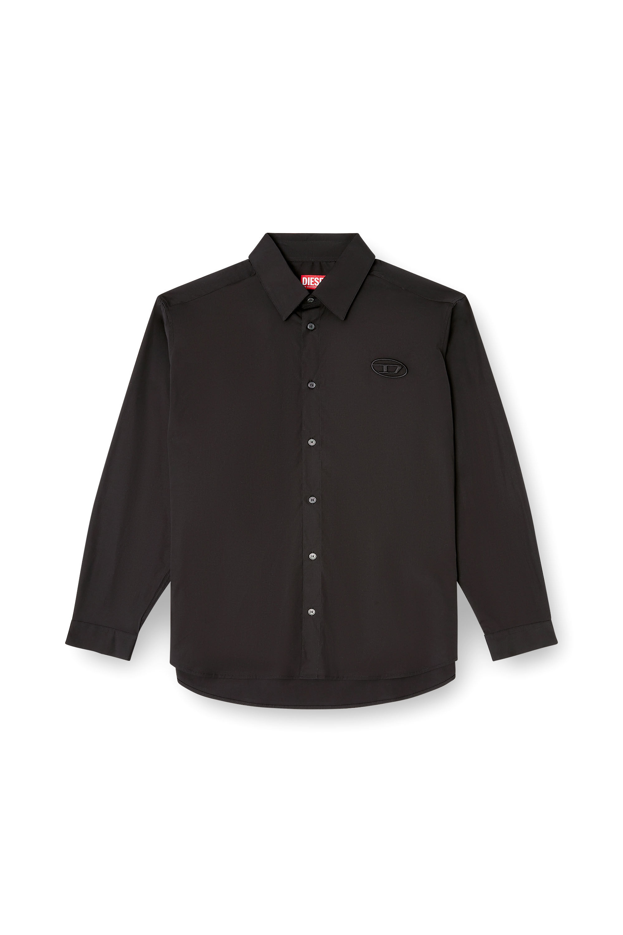 Diesel - S-SIMPLY-GSBH, Camisa de popelina el&aacute;stica con bordado Hombre in Negro - 2