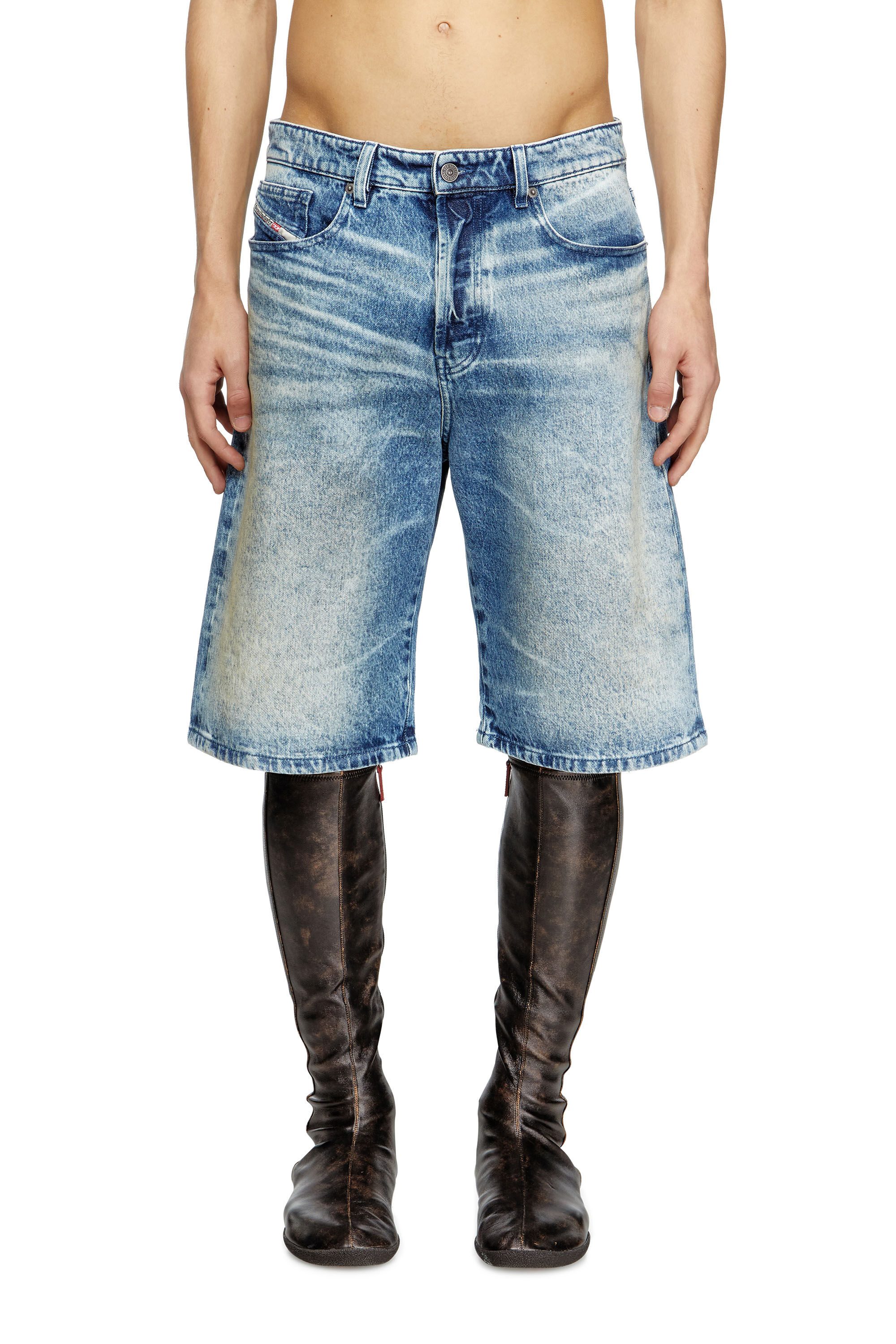 Diesel - D-RIXFORD-S, Pantalones cortos de denim con estampado de letras de canciones Hombre in Azul marino - 3