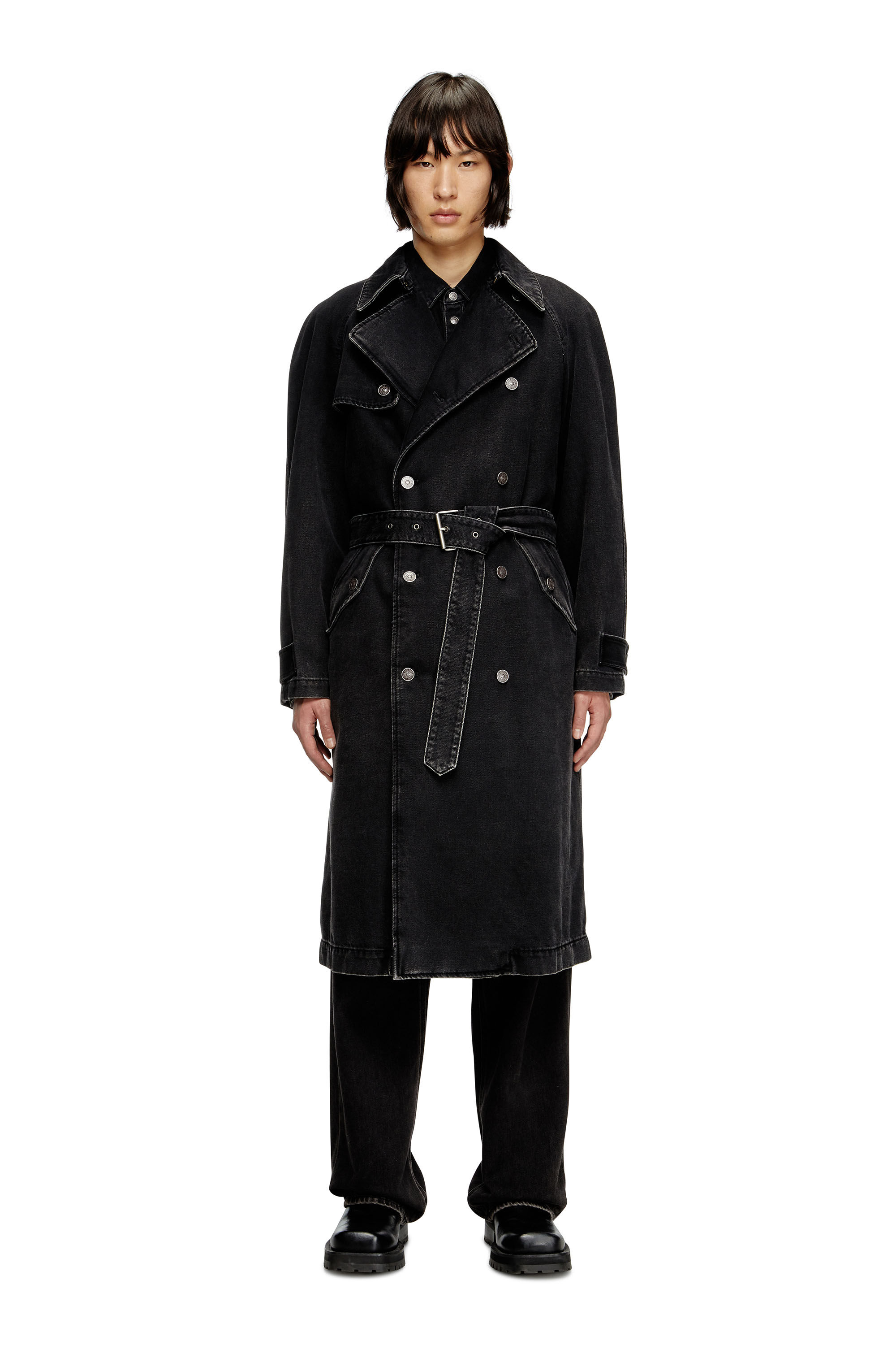 Diesel - D-DELIRIOUS-D, Gabardina en denim de lavado impecable Hombre in Negro - 1