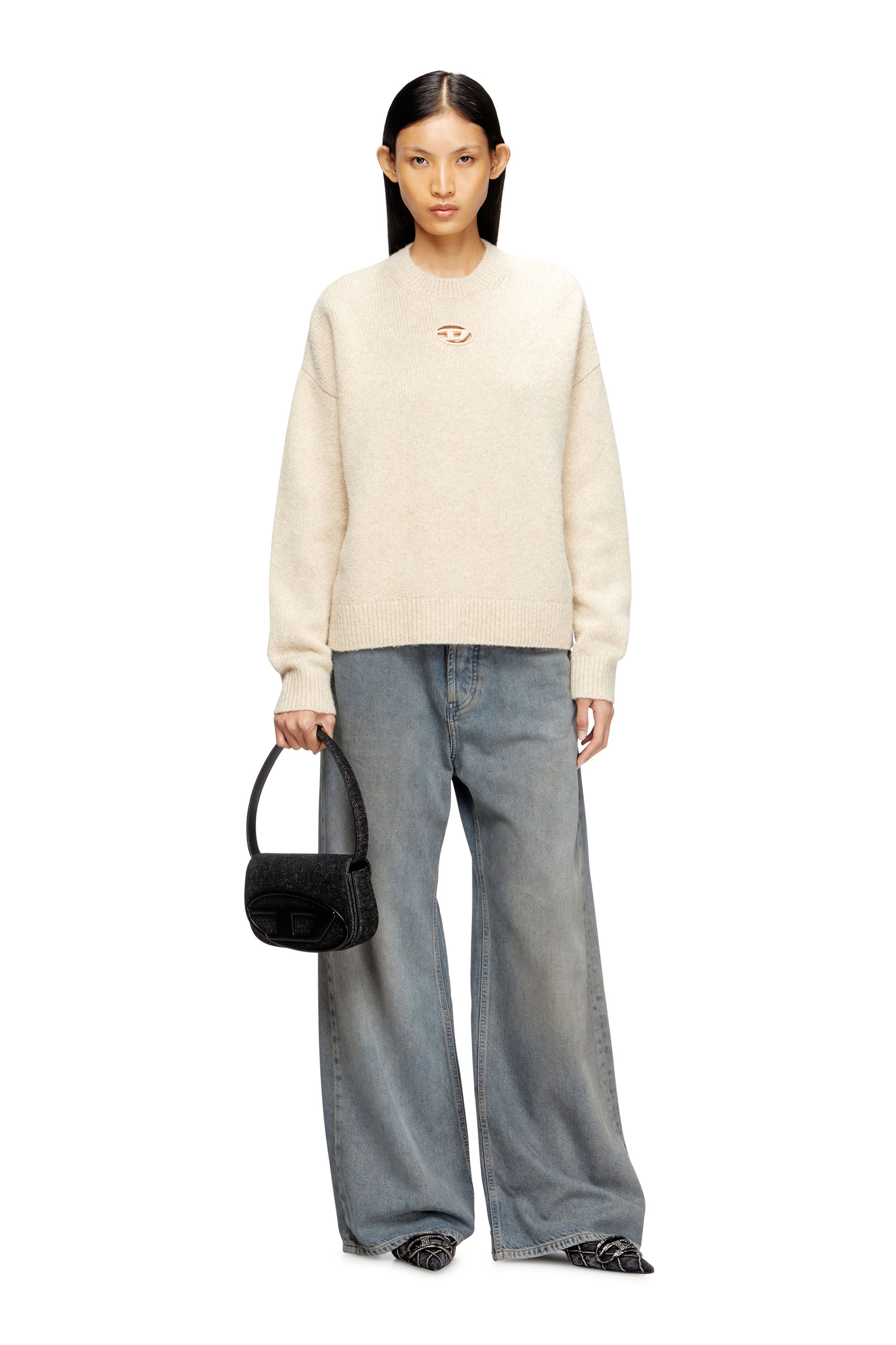 Diesel - M-AREETA, Jersey de mezcla de lana y alpaca Mujer in Beige - 1