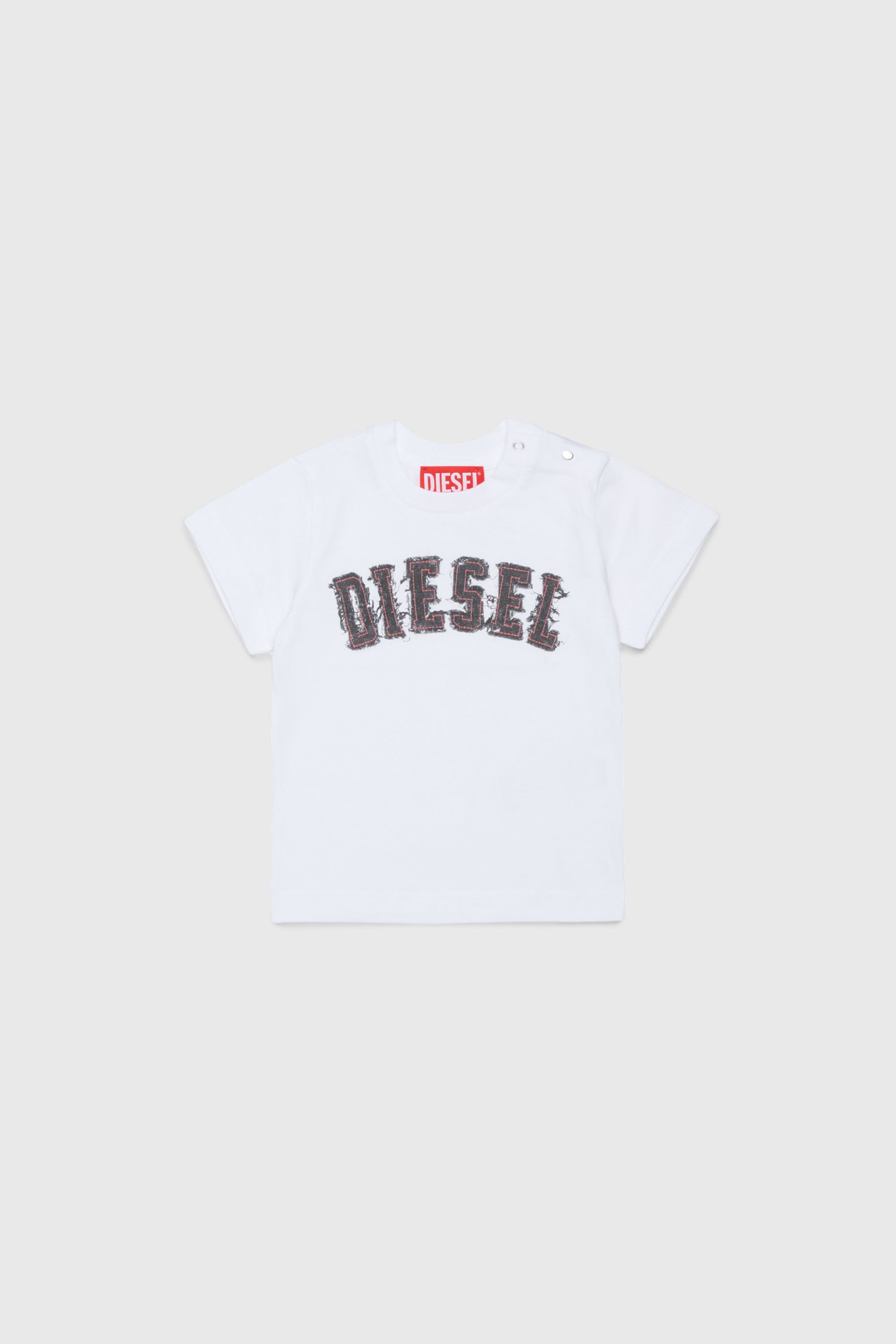 Diesel - TEANSB, Camiseta de algod&oacute;n con logo efecto deshilachado Hombre in Blanco - 1