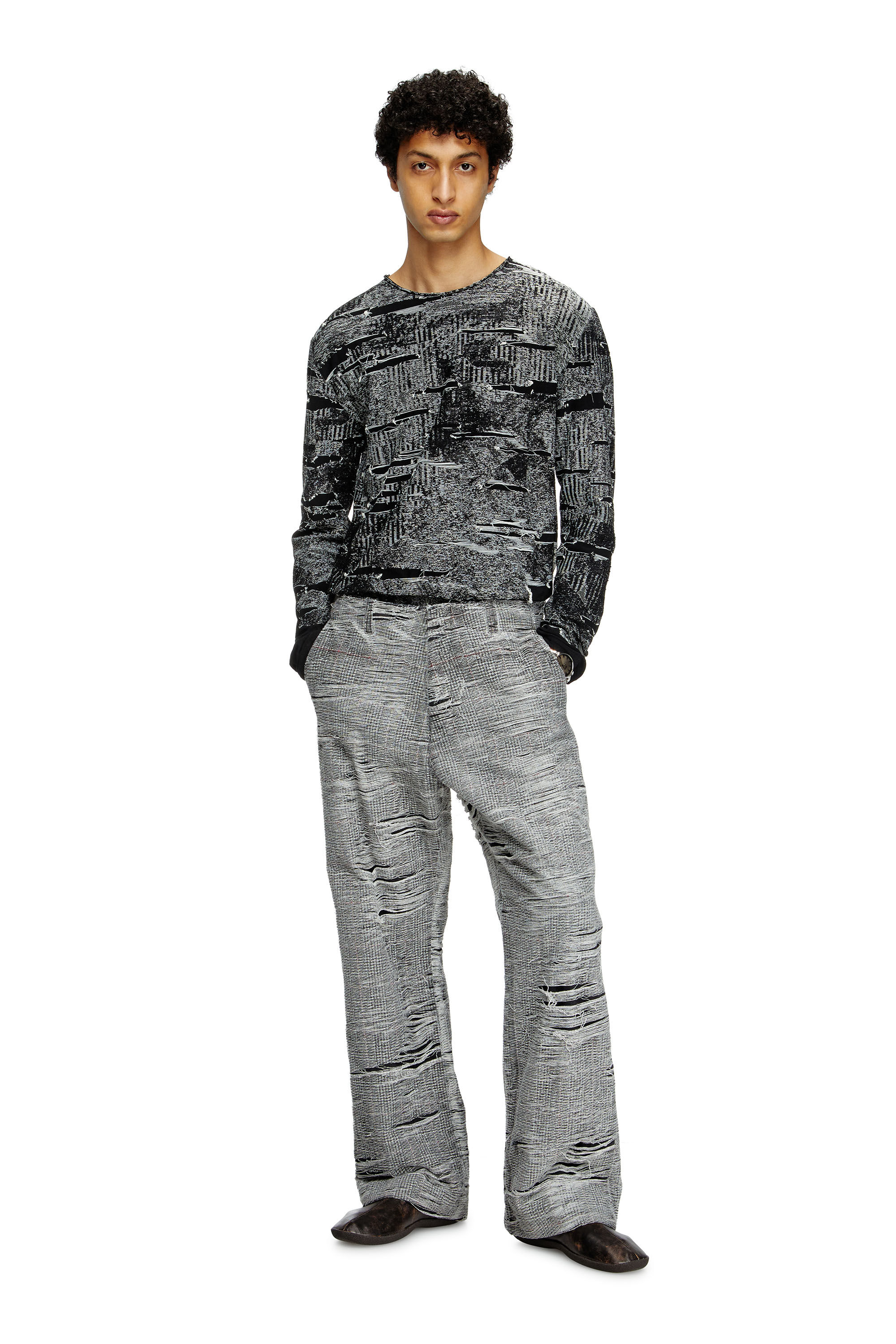Diesel - K-CADMO, Suéter con desgaste estructurado Hombre in Negro - 1