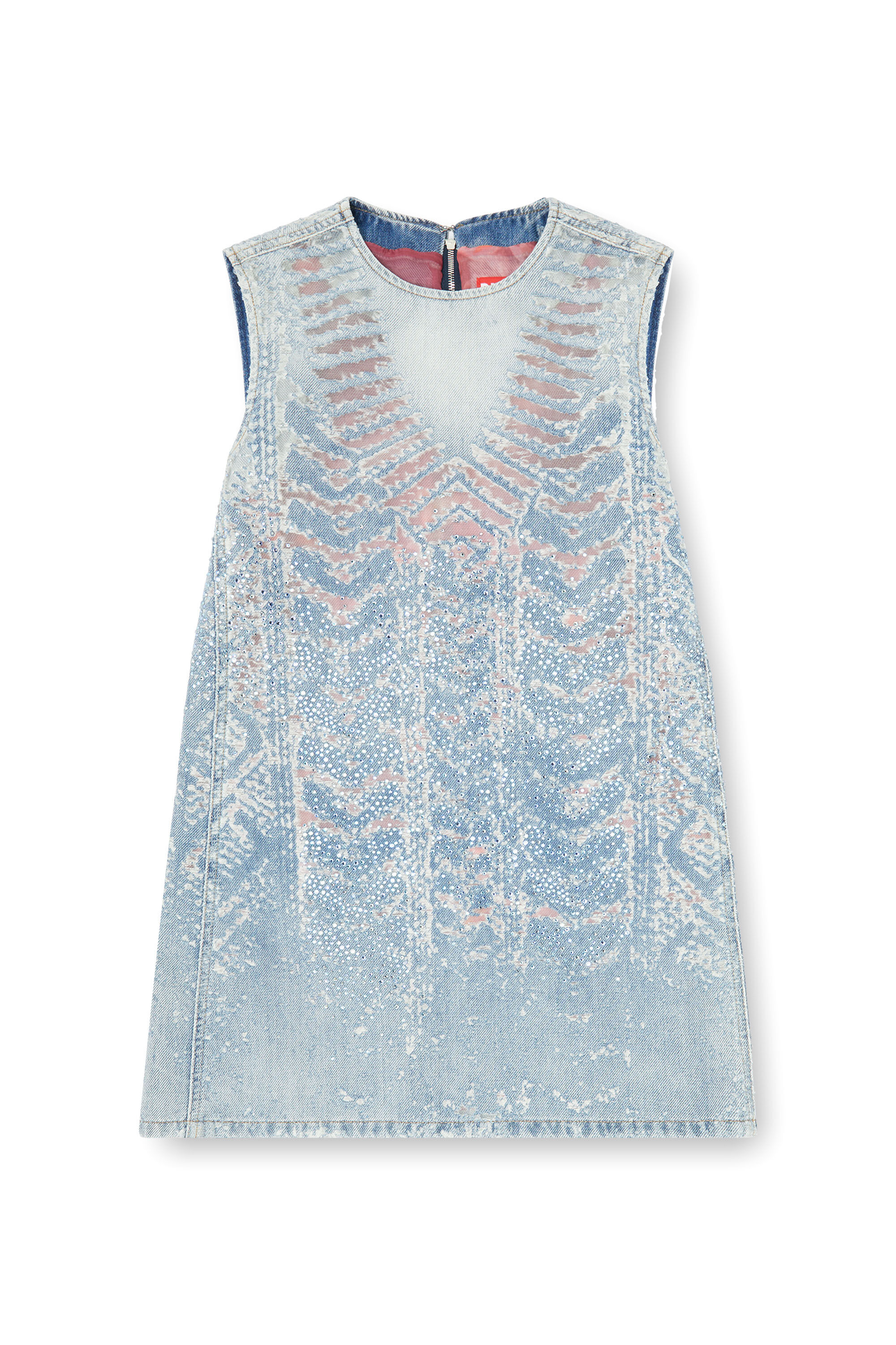 Diesel - DE-MYRELA-S, Vestido mini de denim microstone devor&eacute; Mujer in ToBeDefined - 2