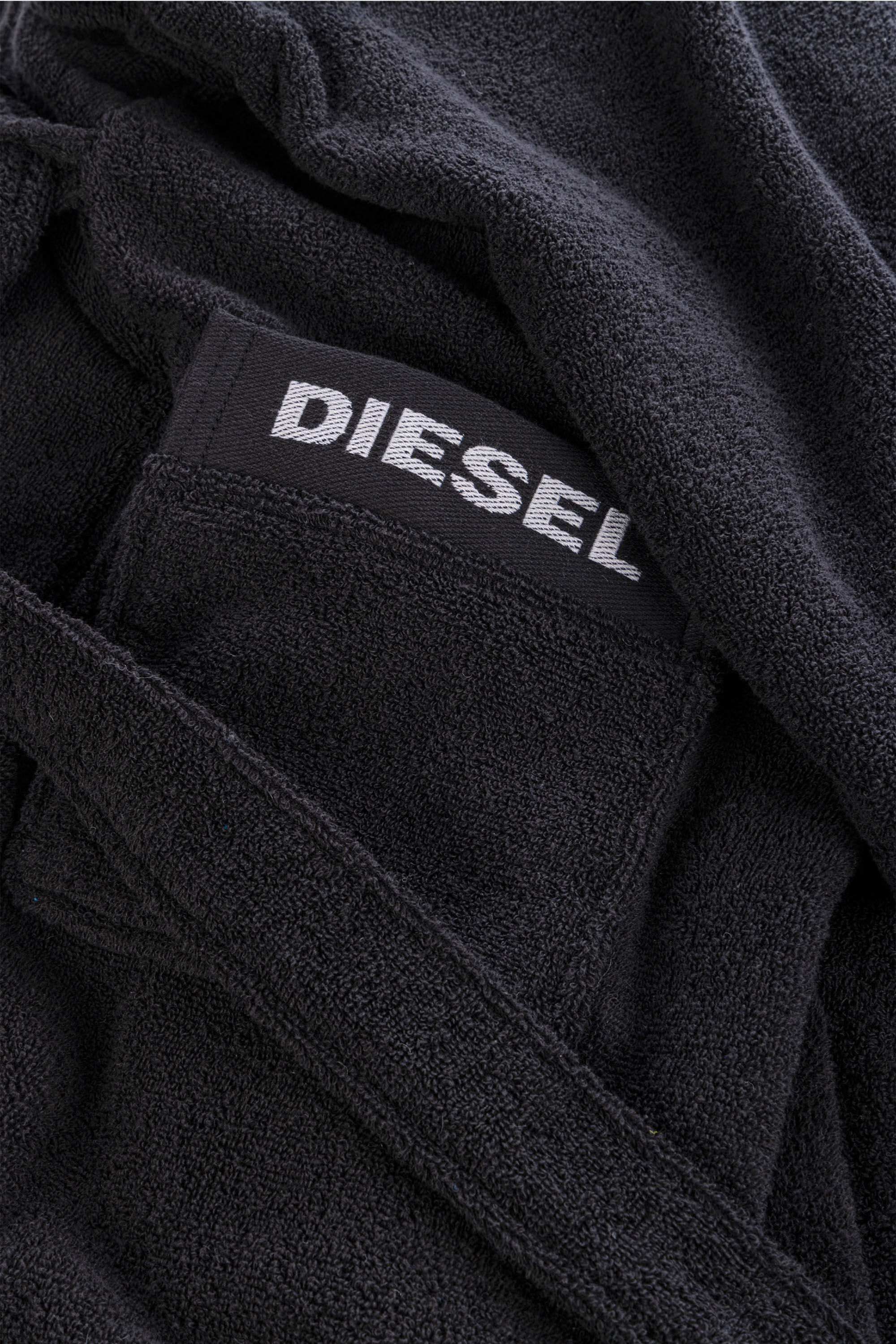 Diesel - 1015115 LOGO-COTTON BATHROBE SIZE M/L BL, Albornoz de Felpa de Algod&oacute;n, talla M/L Unisex in Negro - 2