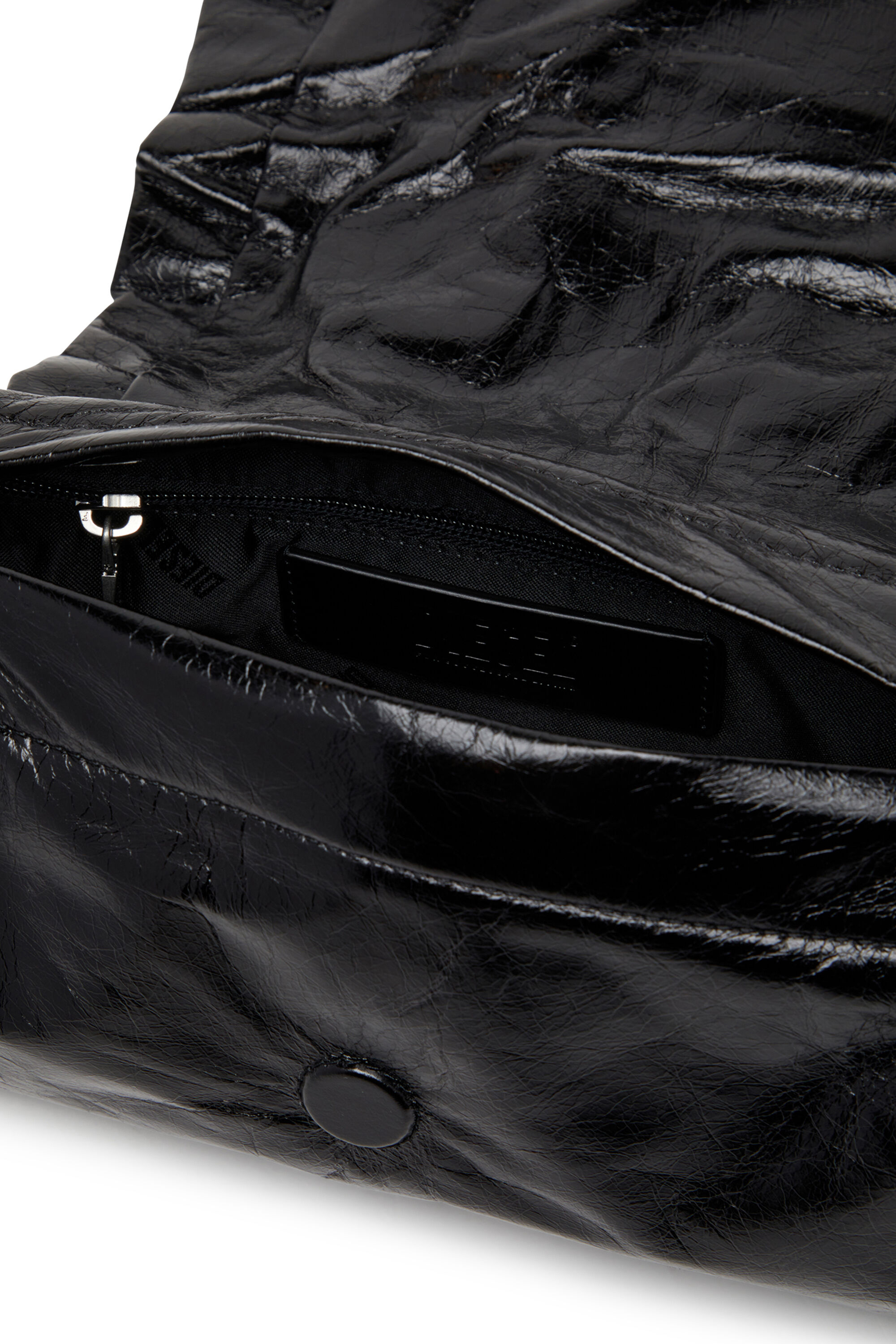 Diesel - SCRUNCH-D SHOULDER S, Scrunch-D S-Bolso de hombro de cuero arrugado Mujer in Negro - 5