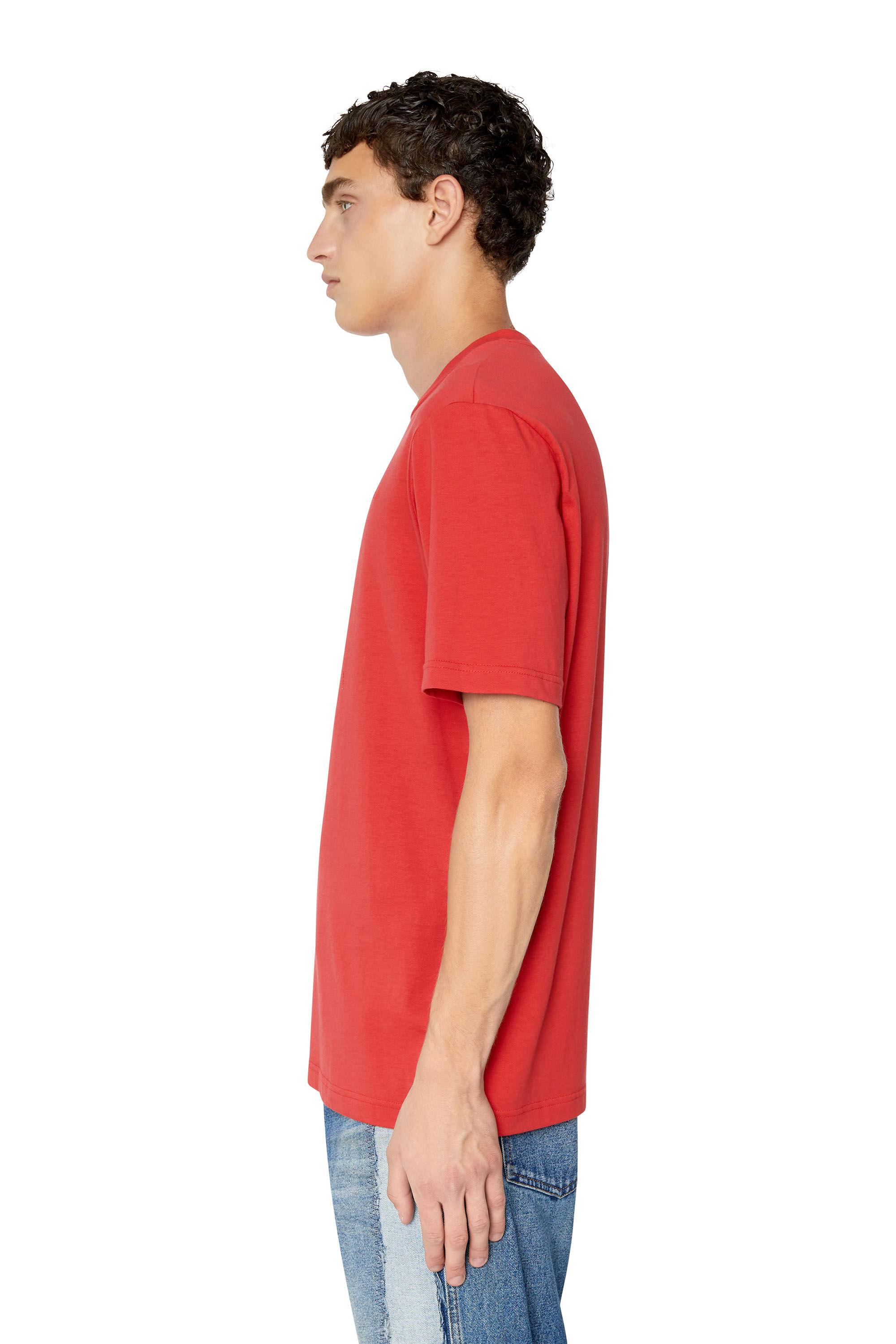 Diesel - T-JUST-MICRODIV, Man T-shirt with micro-embroidered logo in Red - Image 5