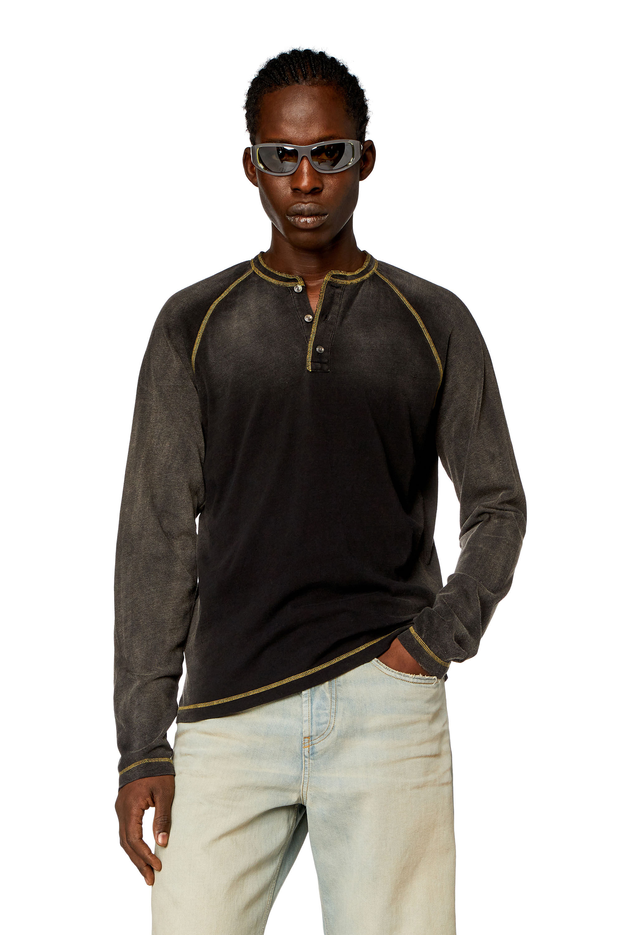 Camiseta henley hombre best sale