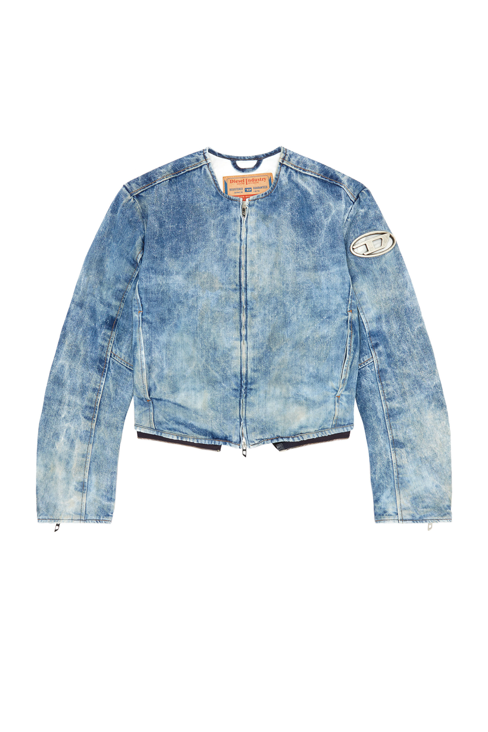 Diesel - DE-CALUR-FSE, Chaqueta de denim con detalles biker de cremallera Mujer in Azul marino - 2