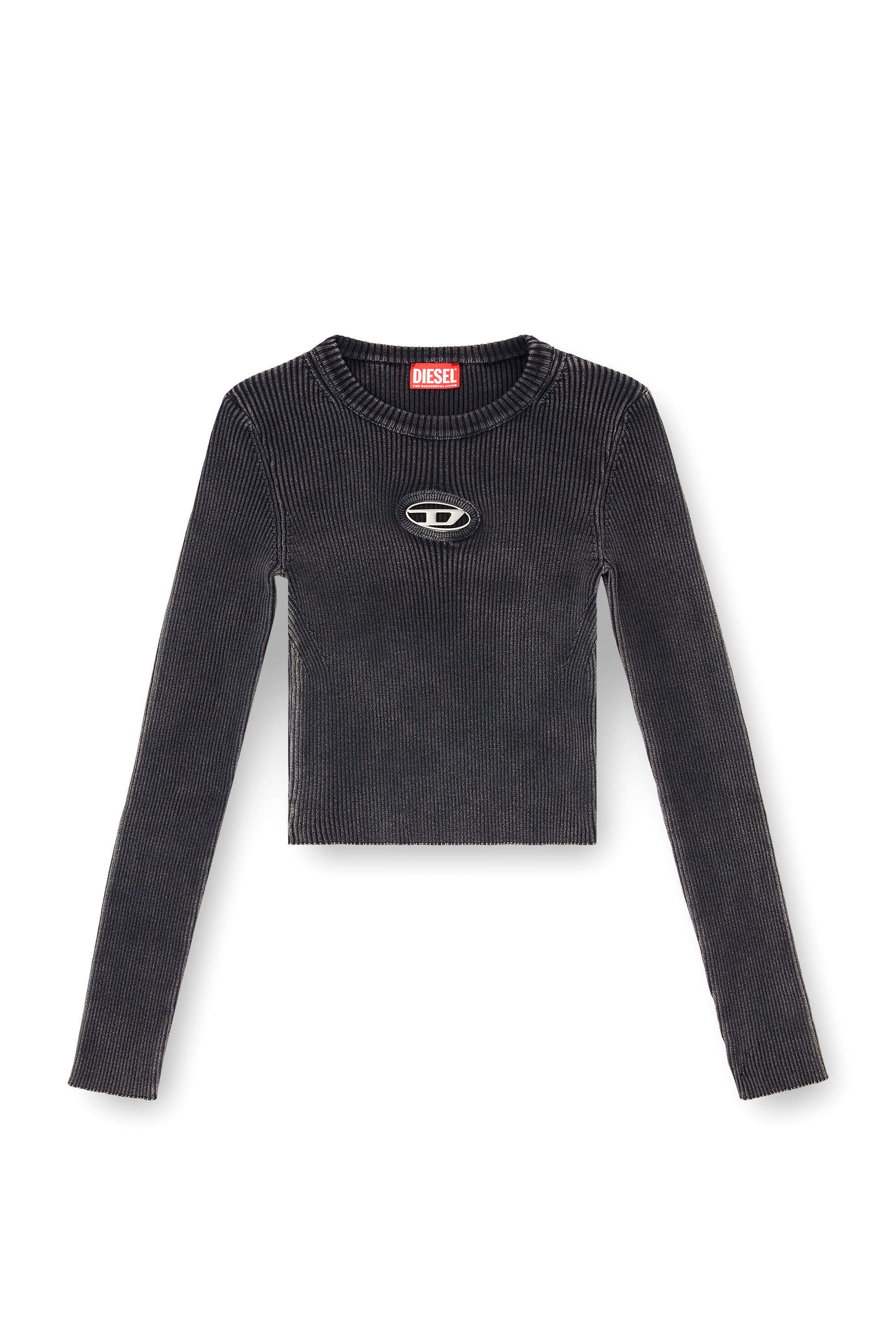 Diesel - M-ANCHOR-A, Jersey corto con logotipo recortado Mujer in Negro - 2