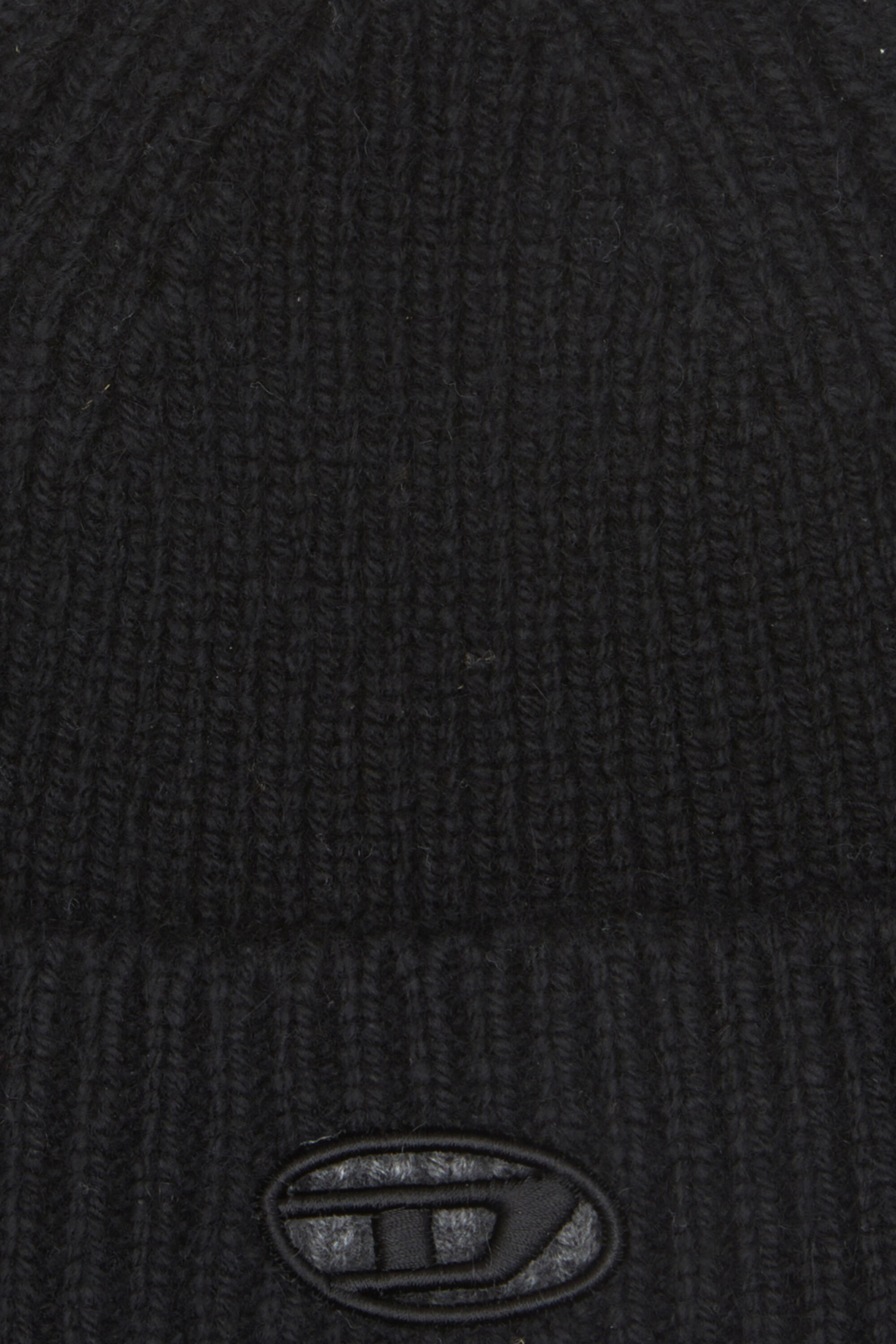 Diesel - K-ARAC, Gorro de canalé con logotipo Oval D recortado Unisex in Negro - 3