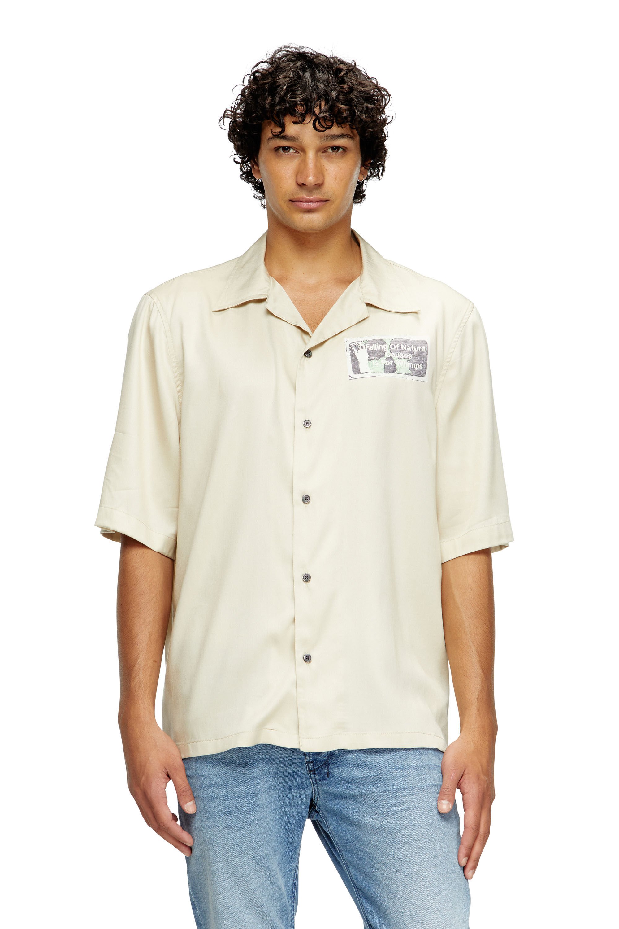 Diesel - S-BRACK-B-EPBR, Man's TENCEL™ shirt with rhinestone graphic in null - 3