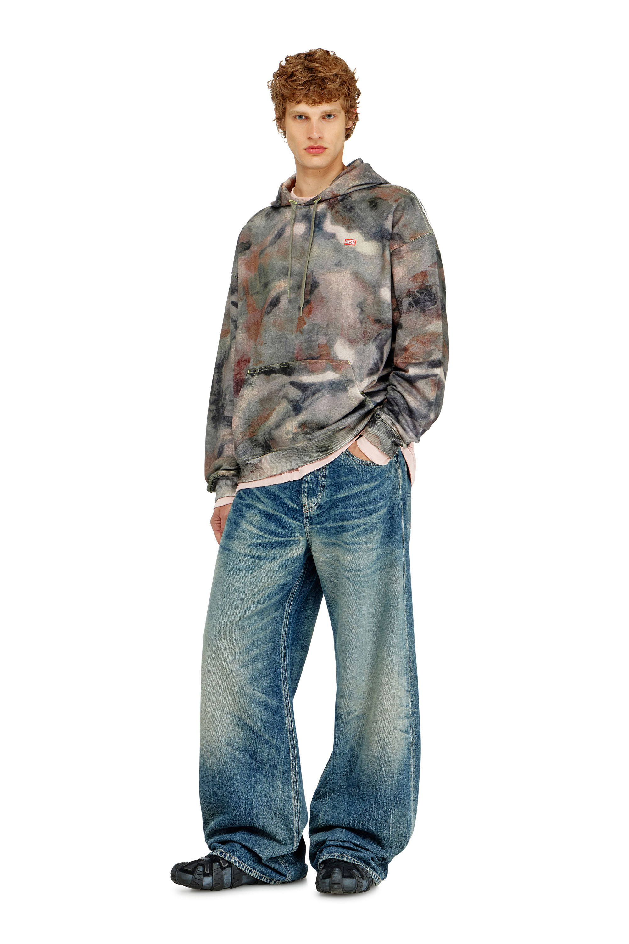 Diesel - S-BOXT-HOOD-V1, Sudadera con capucha de algod&oacute;n org&aacute;nico con estampado de camuflaje Hombre in Multicolor - 1