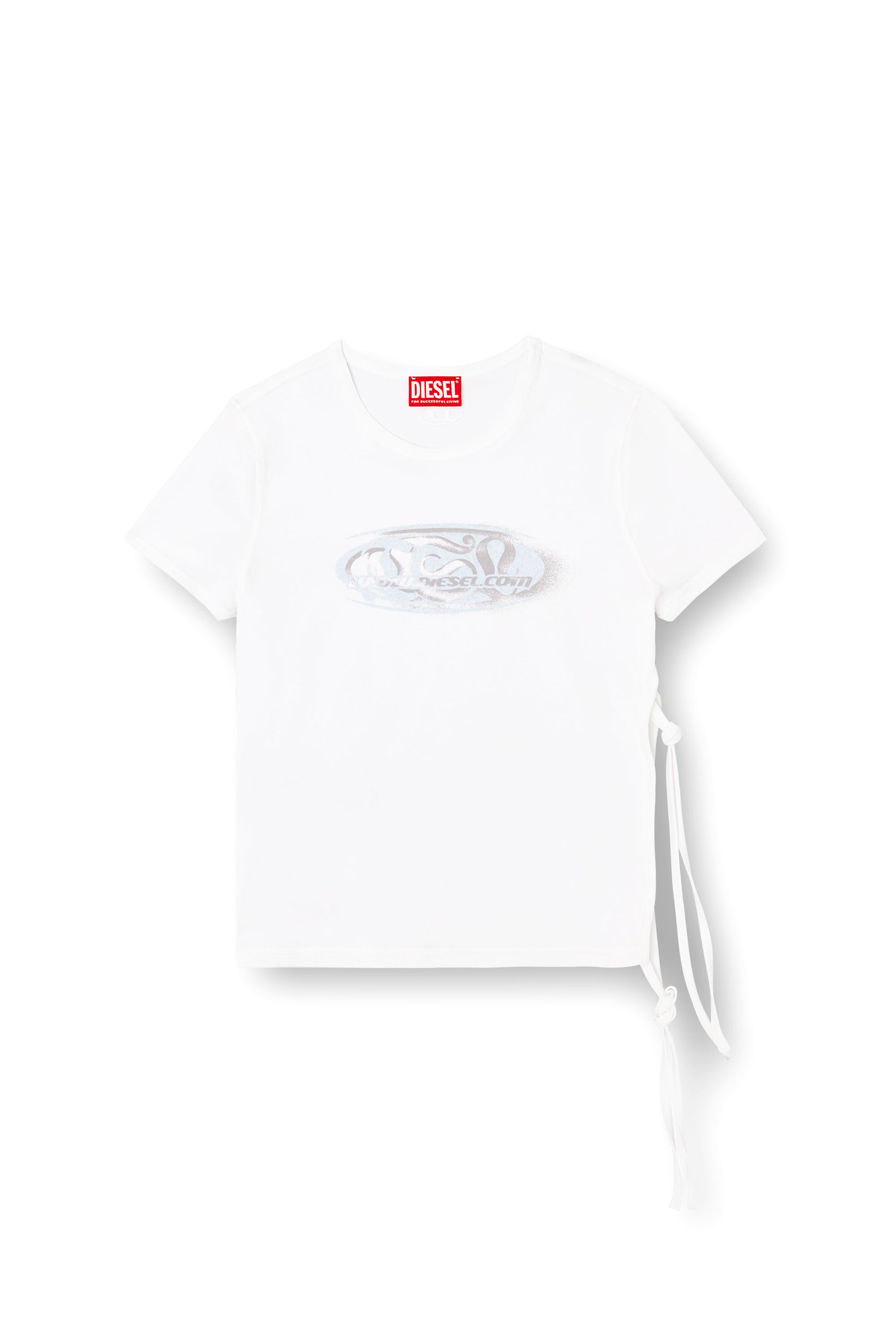 Diesel - T-LAYA, Camiseta con logotipo gráfico y lazo lateral Mujer in Blanco - 2