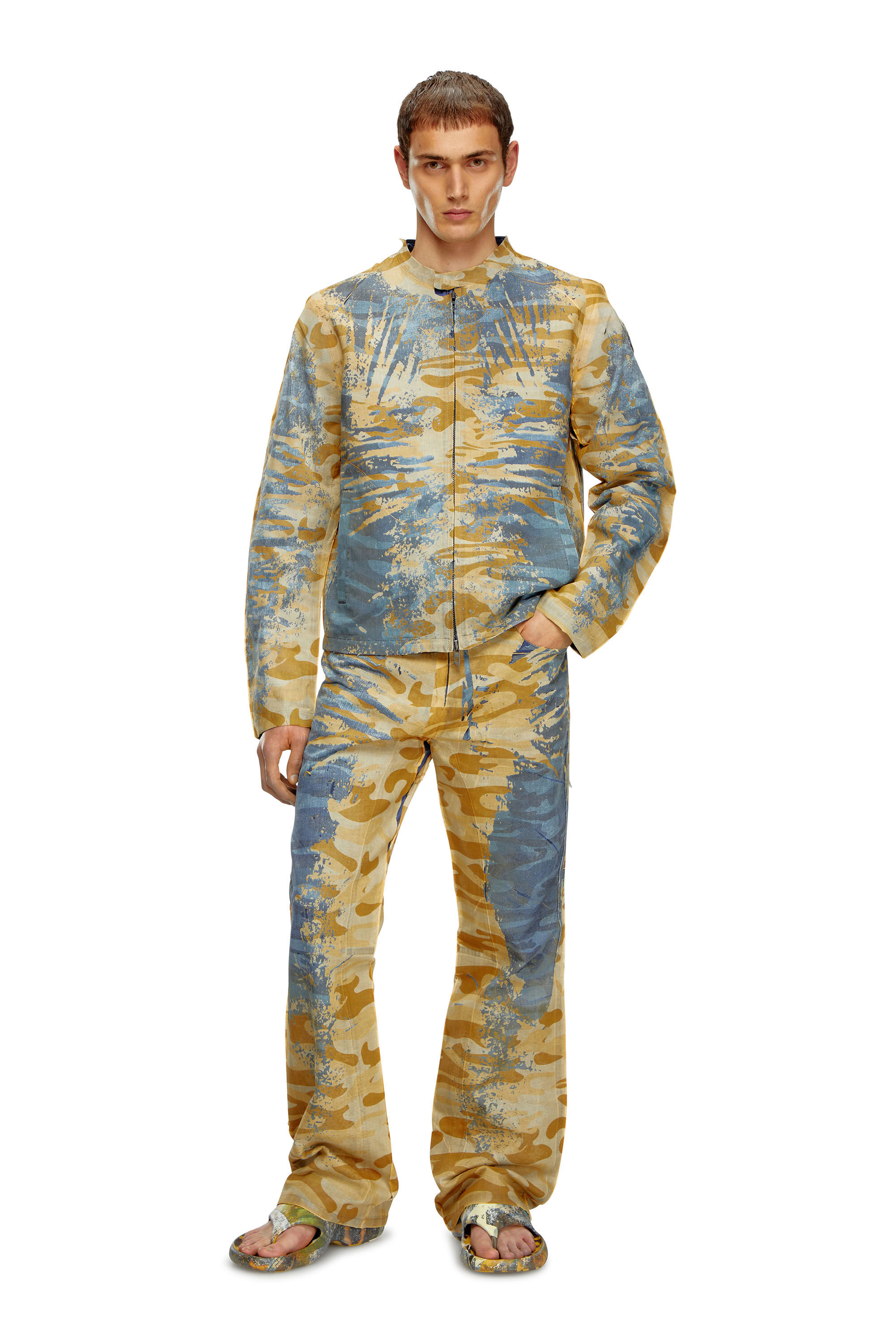 Diesel - J-MET-DEV, Chaqueta biker despegada en gabardina de camuflaje Hombre in Multicolor - 1