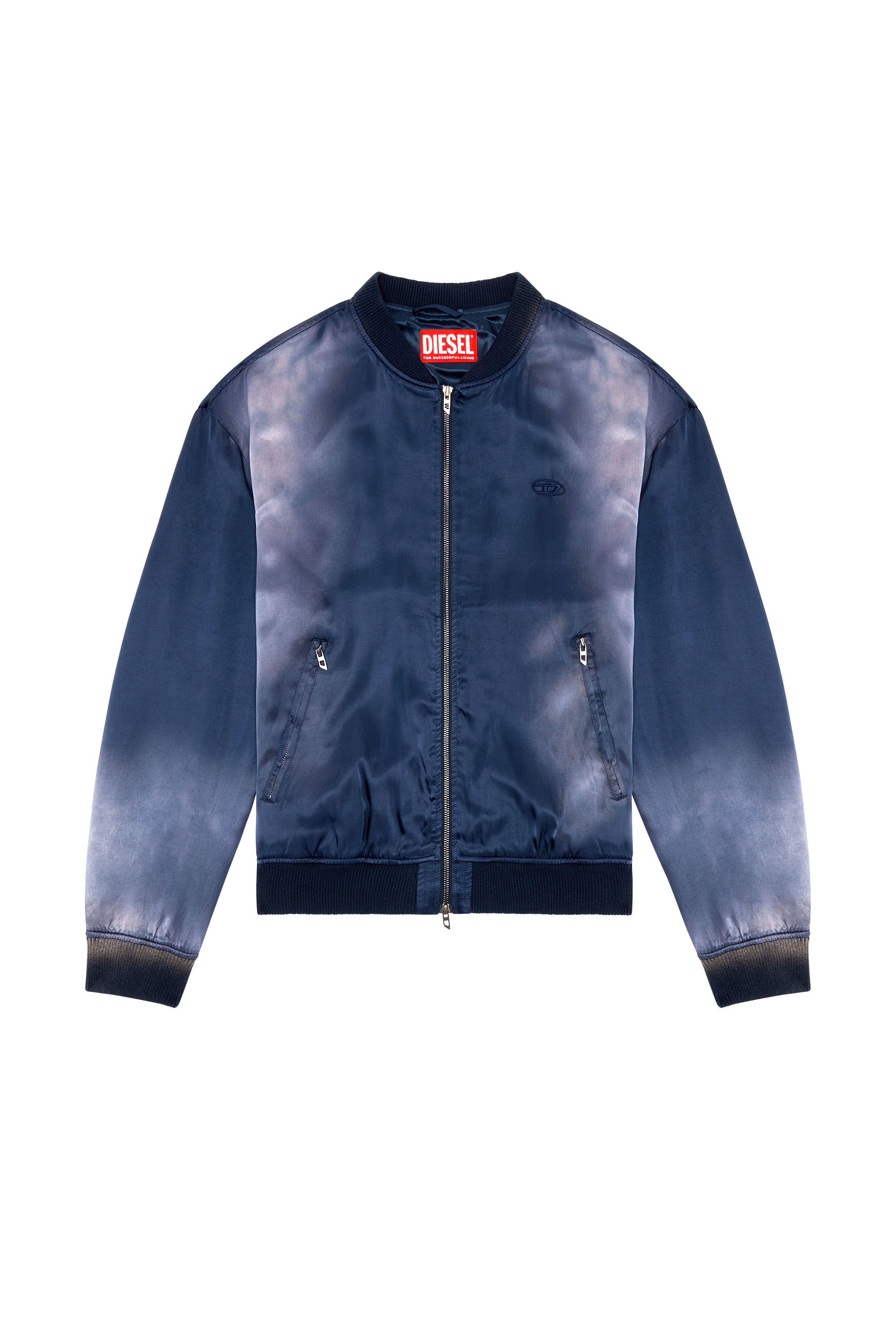 Diesel - J-MARTEX, Man Satin bomber jacket with faded effect in Blue - Image 2