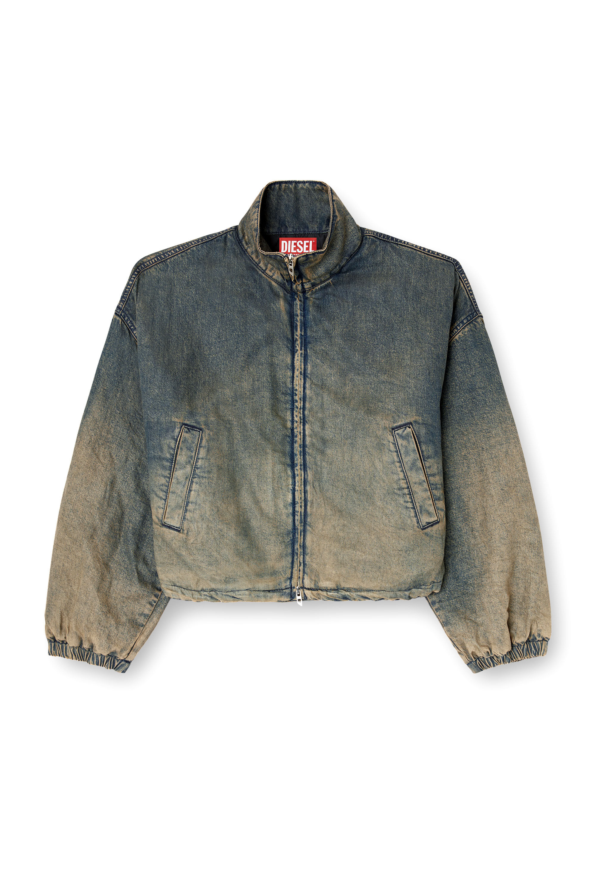 Diesel - DE-FLOWER-S, Chaqueta con cremallera de denim degradado fluido Mujer in Azul marino - 2