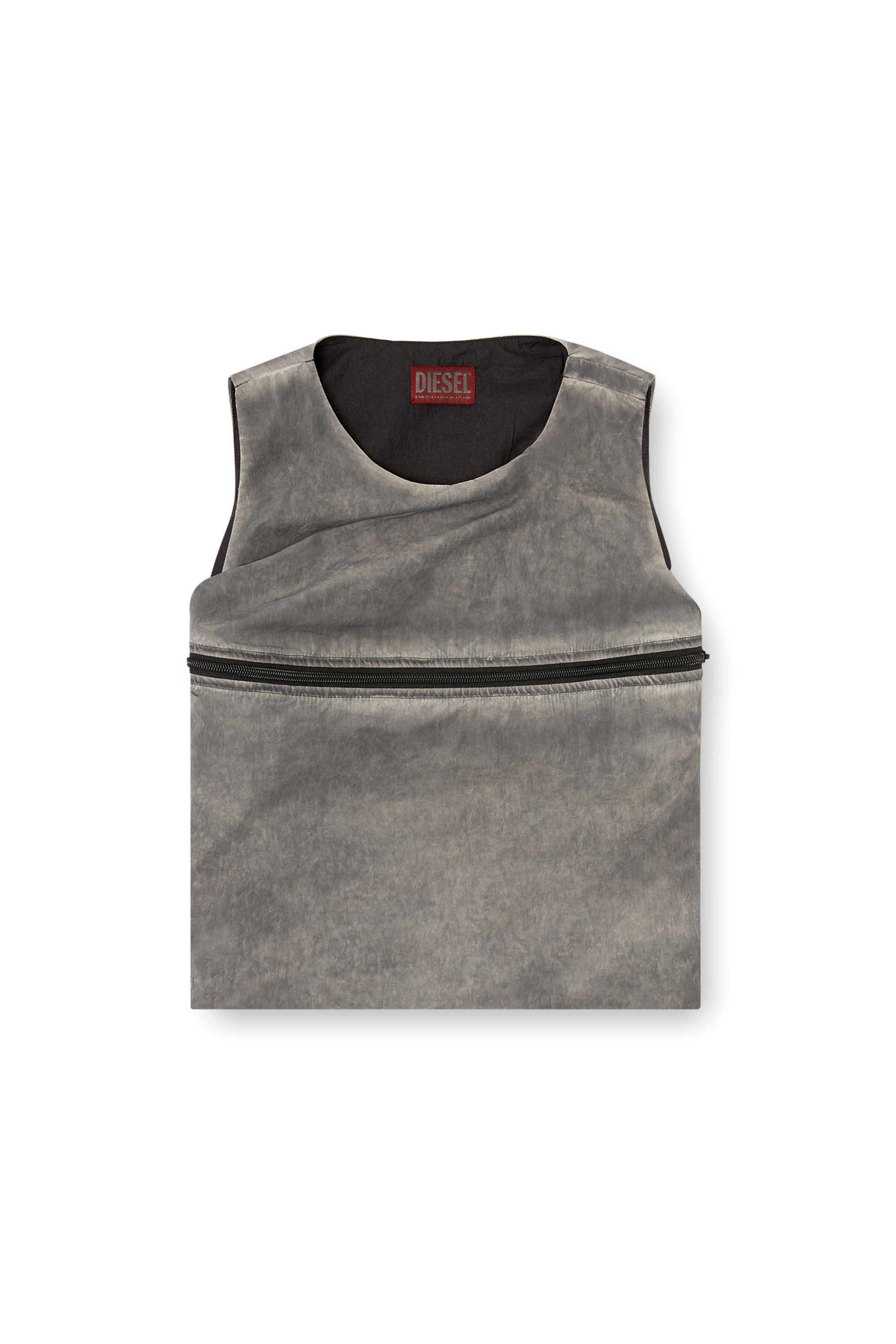 Diesel - T-ORIGIN, Top tipo burbuja con bolsillo utility Mujer in Gris - 2