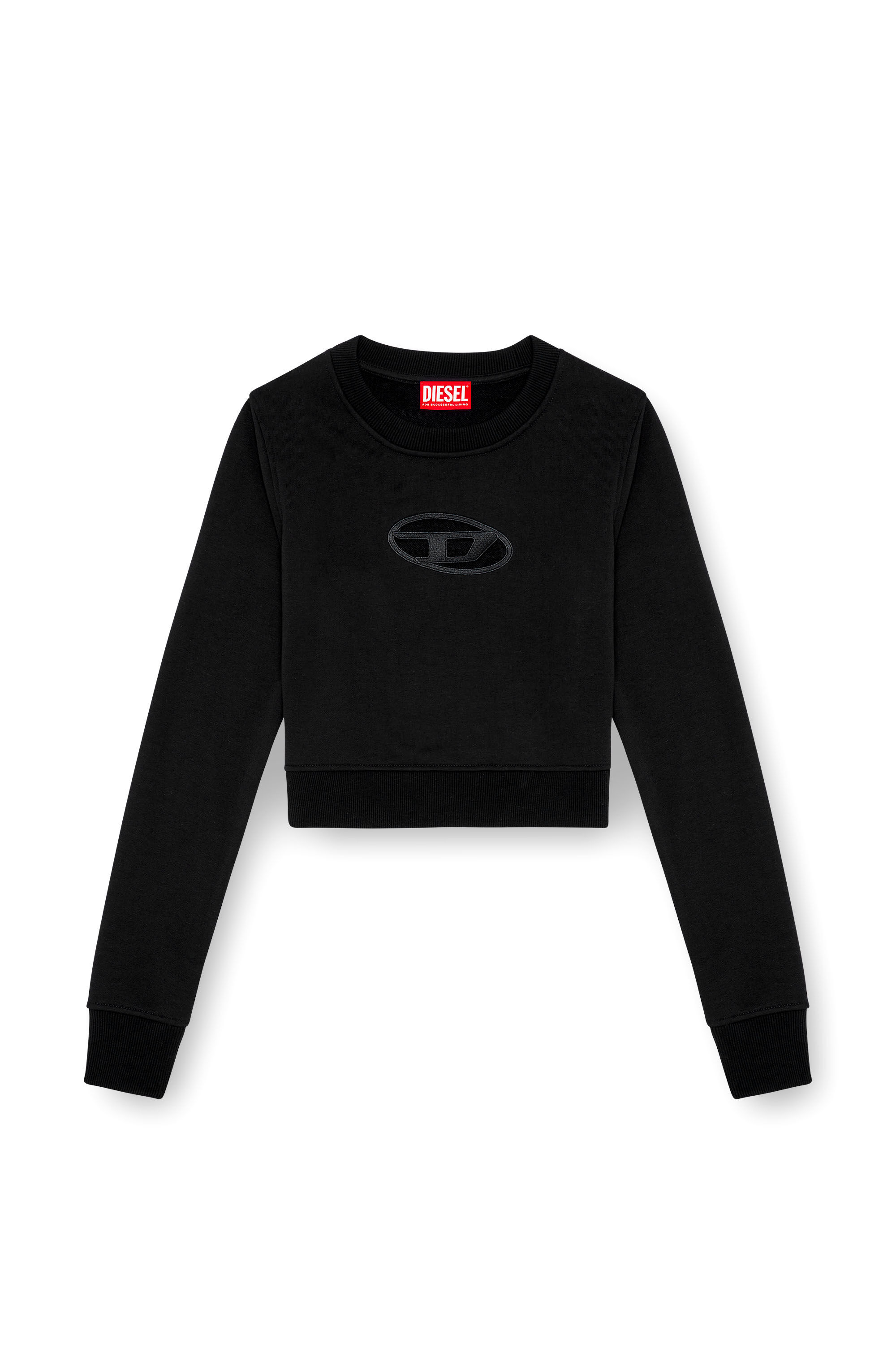Sudadera corta con logotipo recortado Mujer Negro Diesel