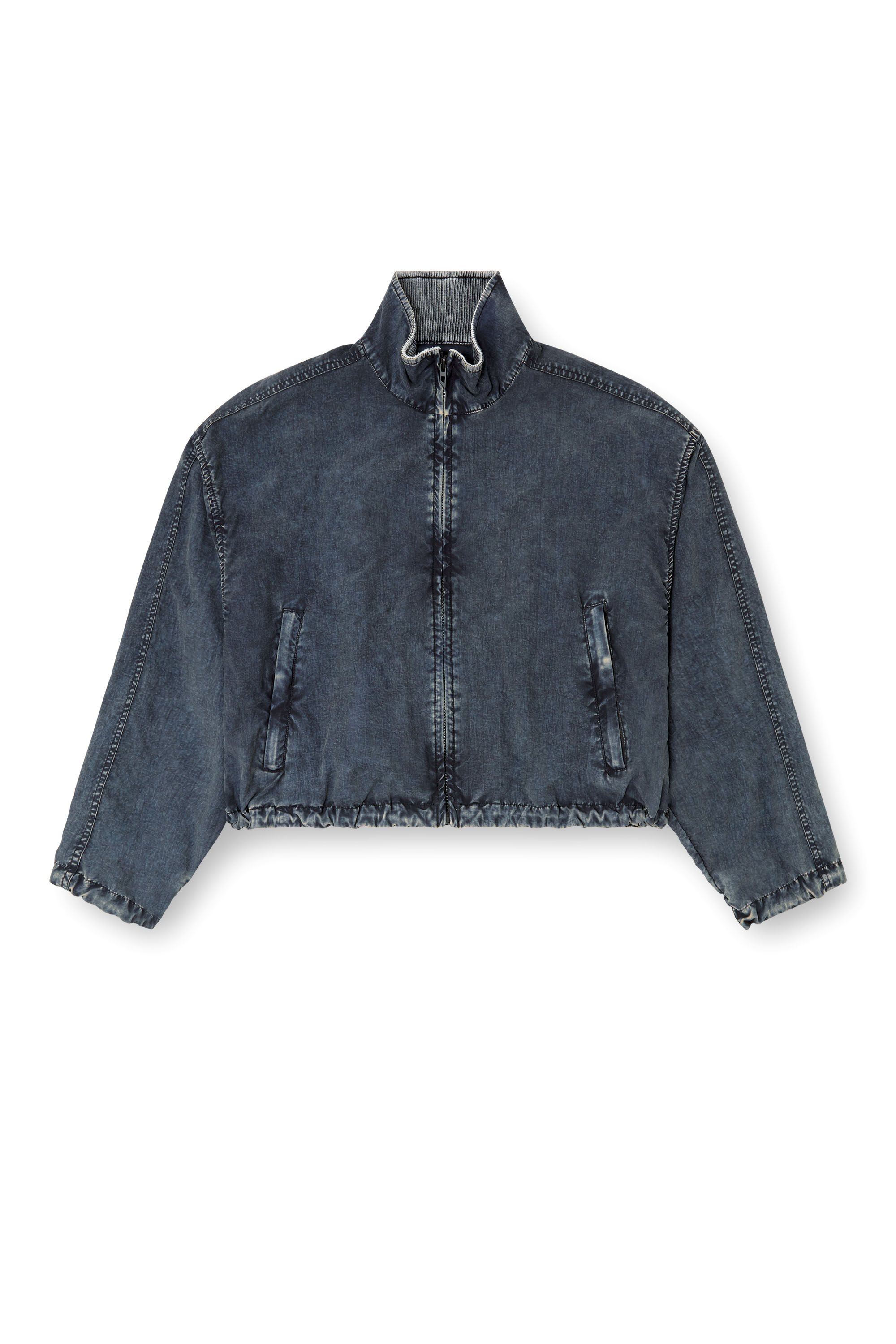Diesel - G-LEAM-R1, Chaqueta recortada en taslan de nailon reciclado Mujer in Azul marino - 2