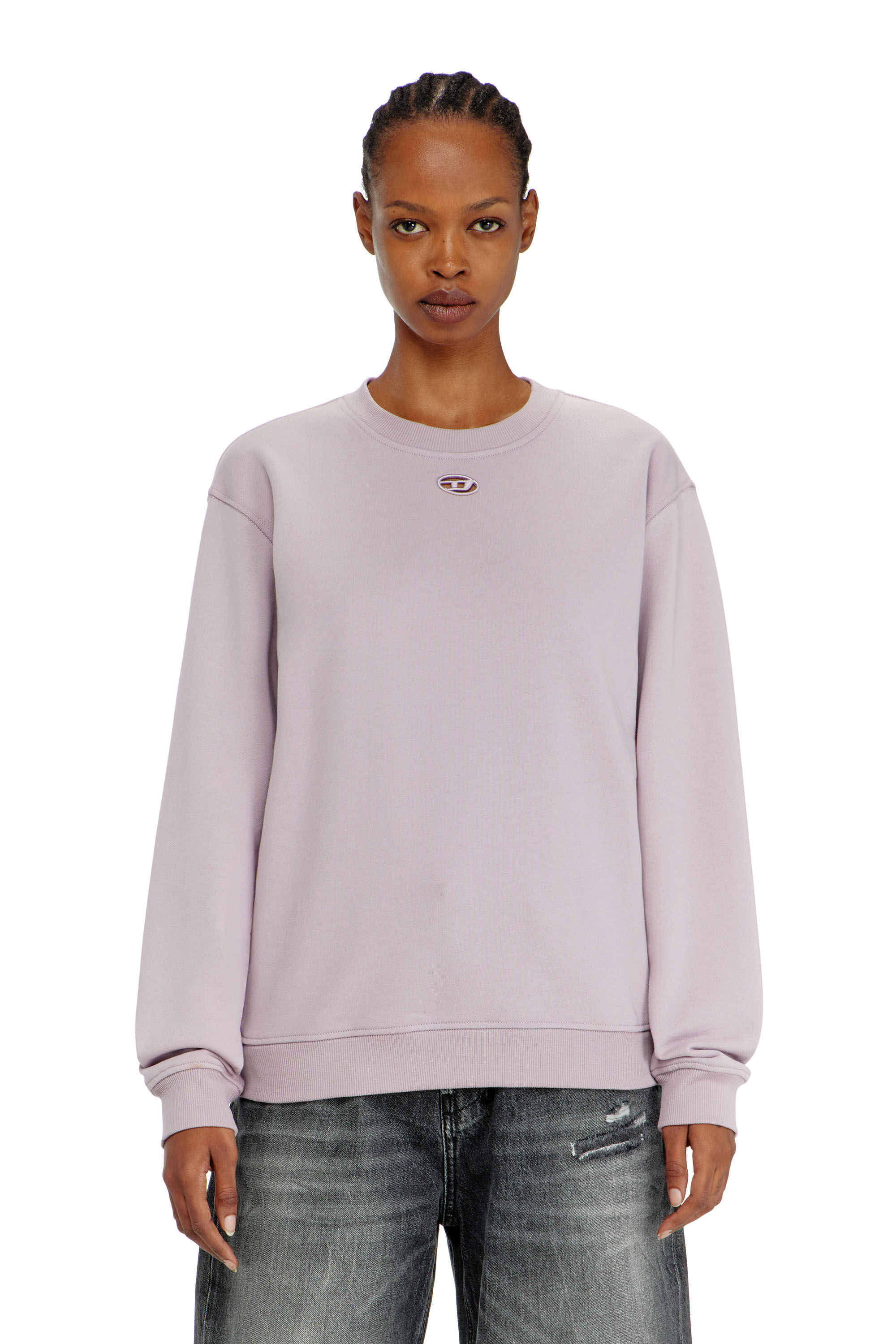Diesel - F-NORMY-OD, Sudadera de algod&oacute;n con bordado Oval D Mujer in Morado - 3