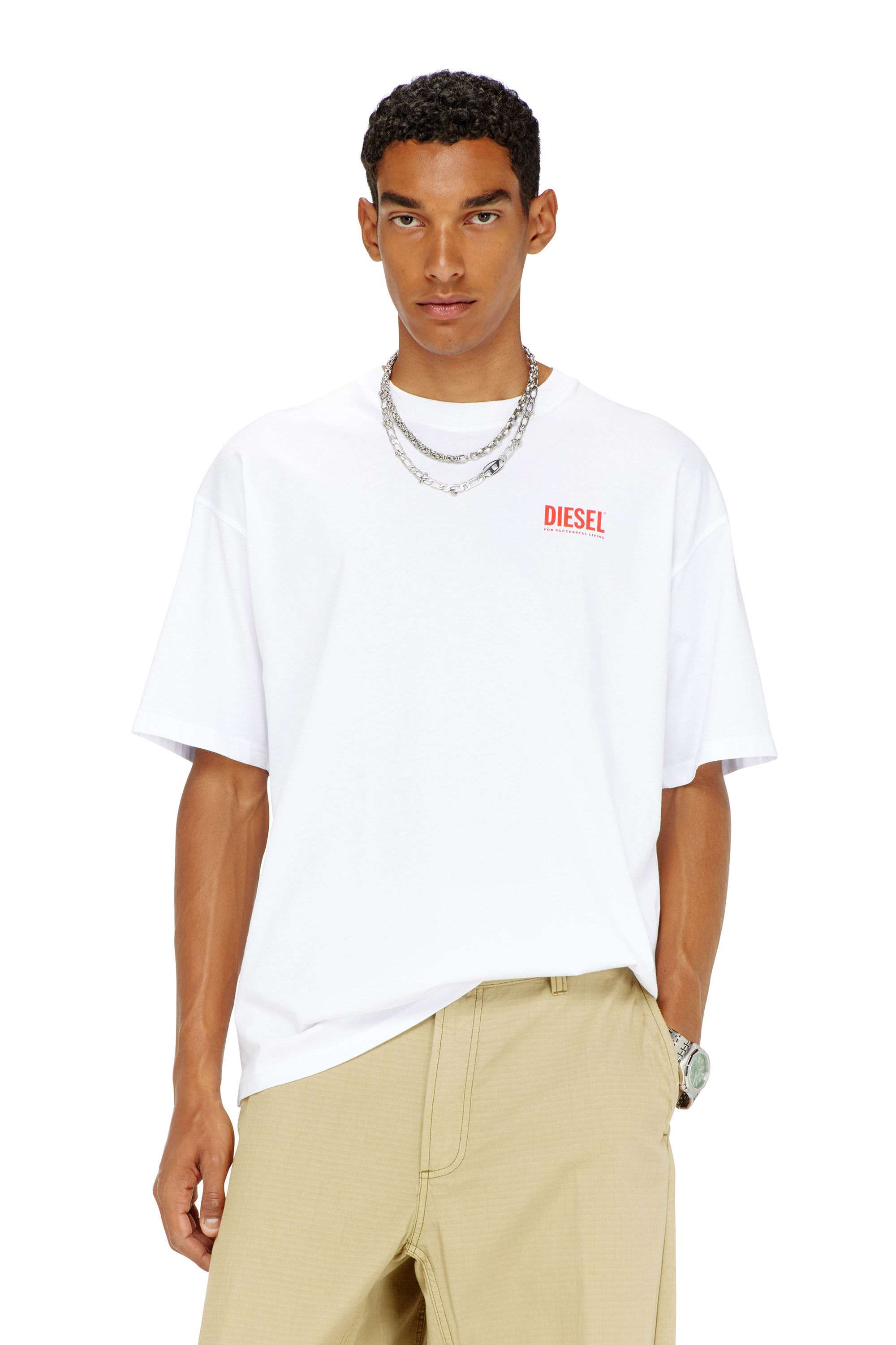 Diesel - T-BOXT-BISK, Camiseta de algod&oacute;n con estampado Diesel Biscotto Hombre in Blanco - 3