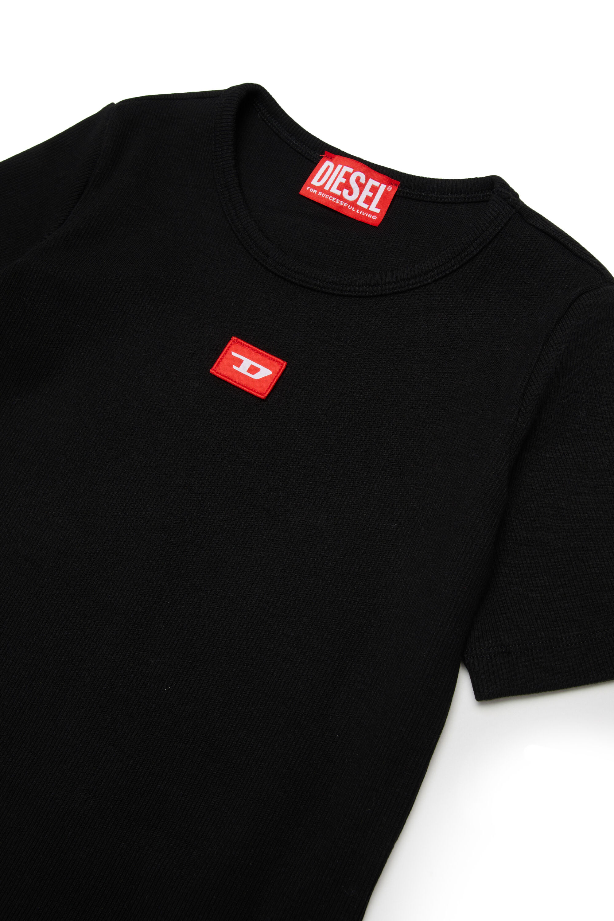 Diesel - DPACI, Vestido midi de algod&oacute;n con mangas cortas Mujer in Negro - 3