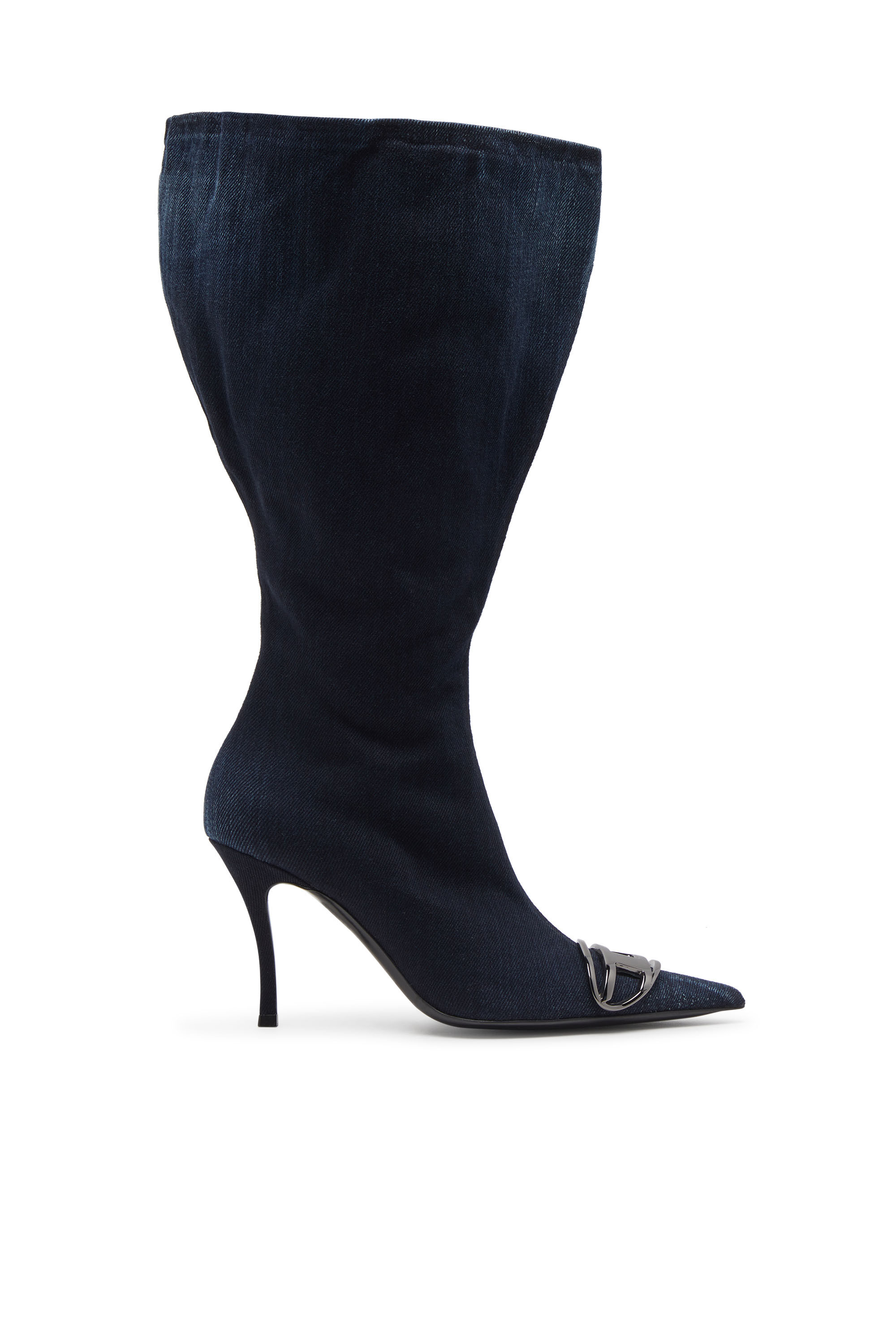 Diesel - D-VENUS KB LARGE, Botas anchas hasta la rodilla en denim Mujer in Azul marino - 1