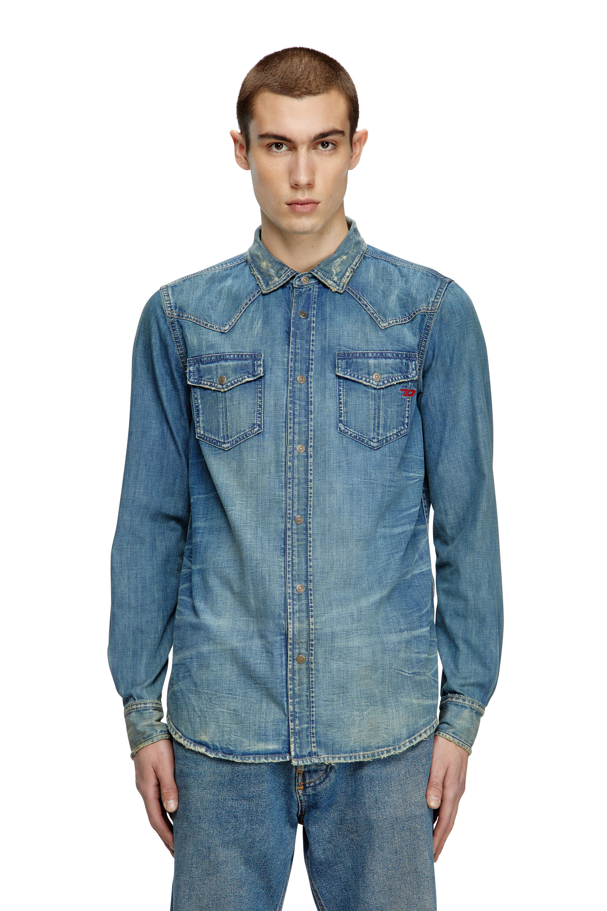 Diesel - D-VEGA, Sobrecamisa denim Hombre in Azul marino - 3