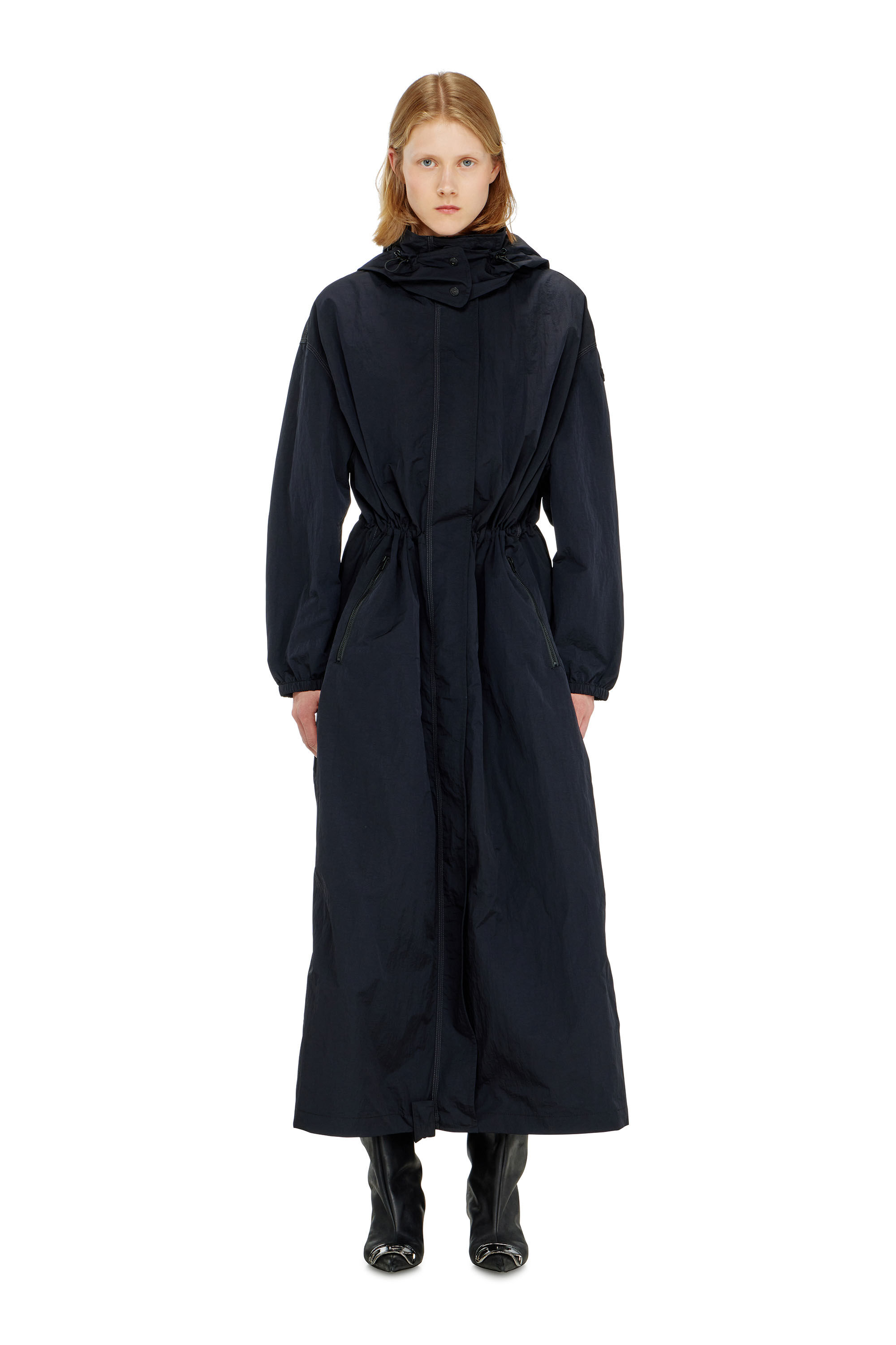 Diesel - G-ASTER-T1, Gabardina de nailon con capucha desmontable Mujer in Azul marino - 1