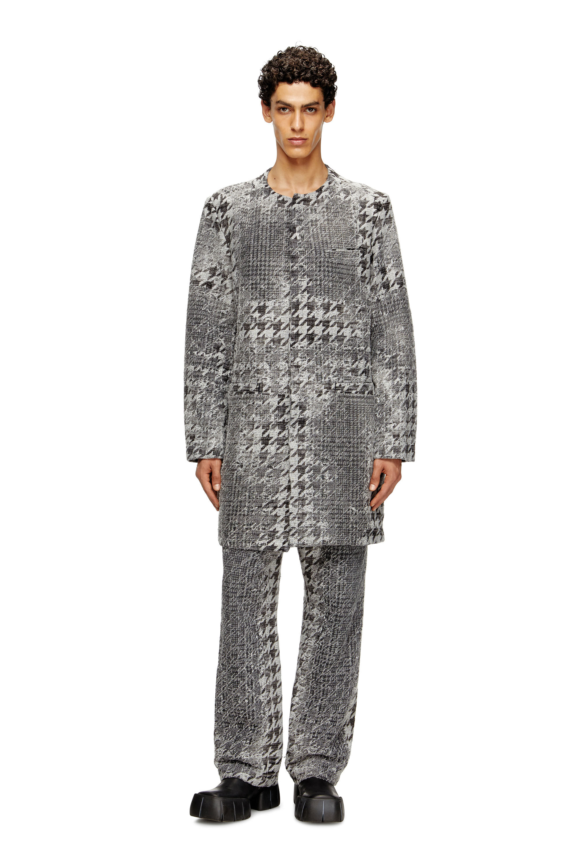 Diesel - D-LOT-FSH, Abrigo de denim jacquard en diseño Príncipe de Gales Unisex in Multicolor - 1