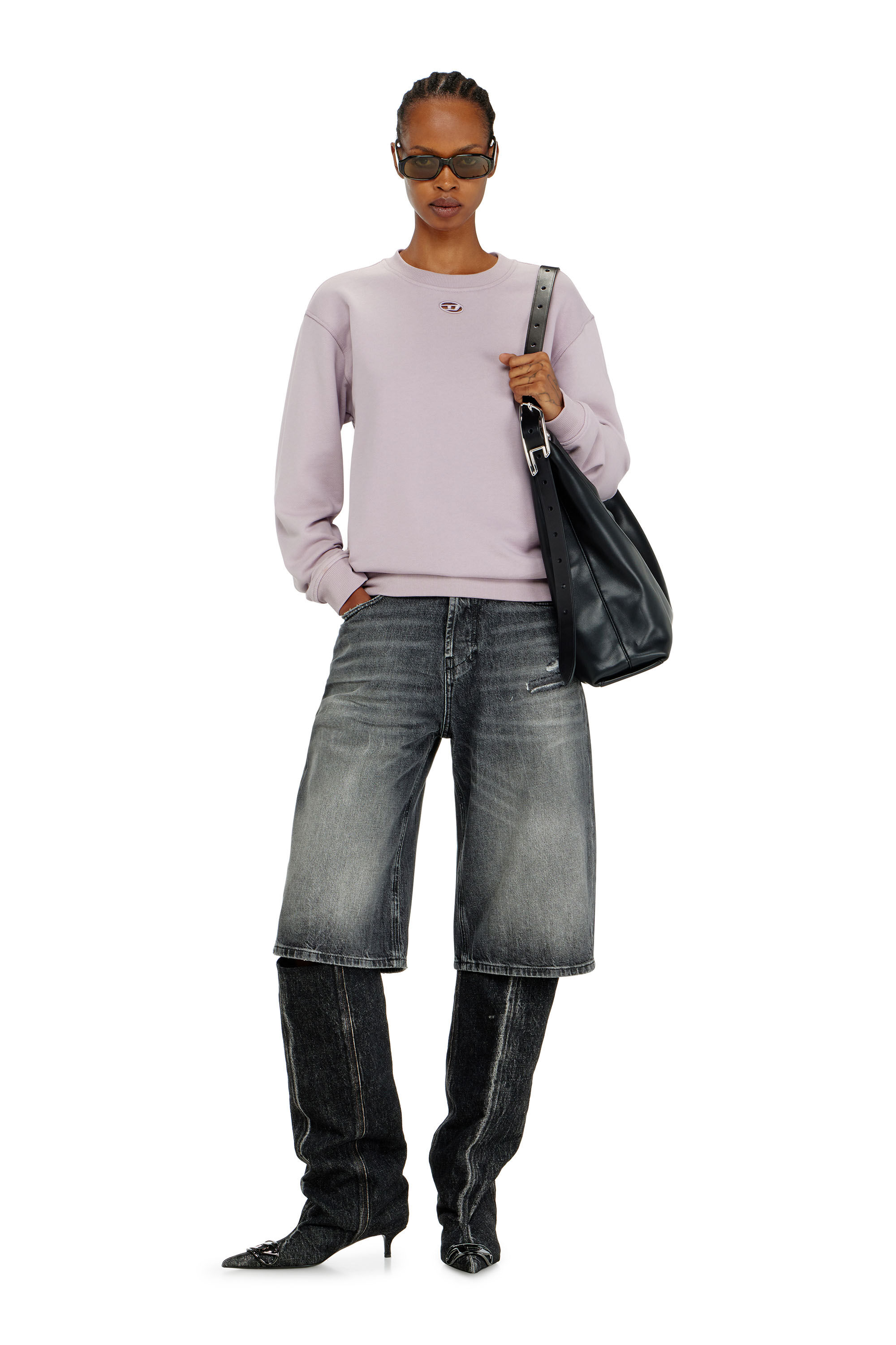 Diesel - F-NORMY-OD, Sudadera de algod&oacute;n con bordado Oval D Mujer in Morado - 1