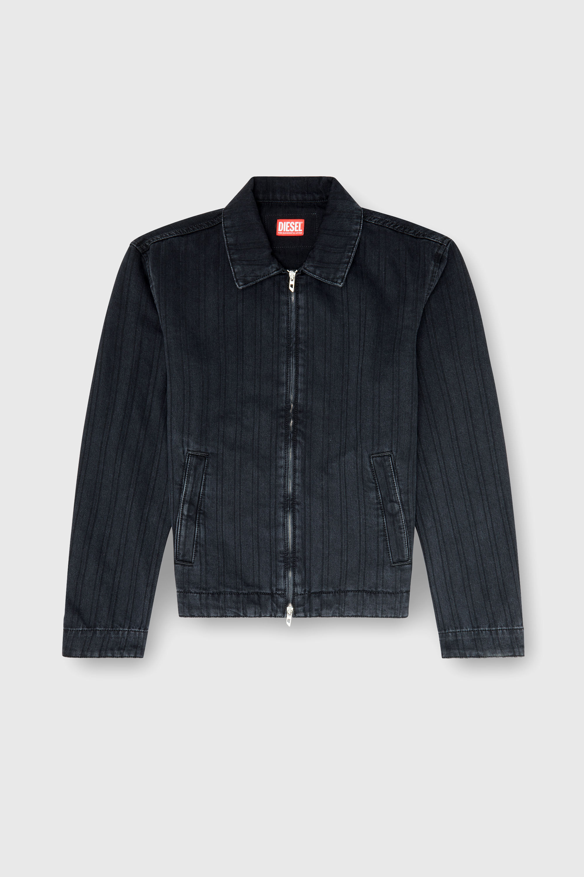 Diesel - D-ROHE, Chaqueta de denim a rayas finas Hombre in Negro - 2