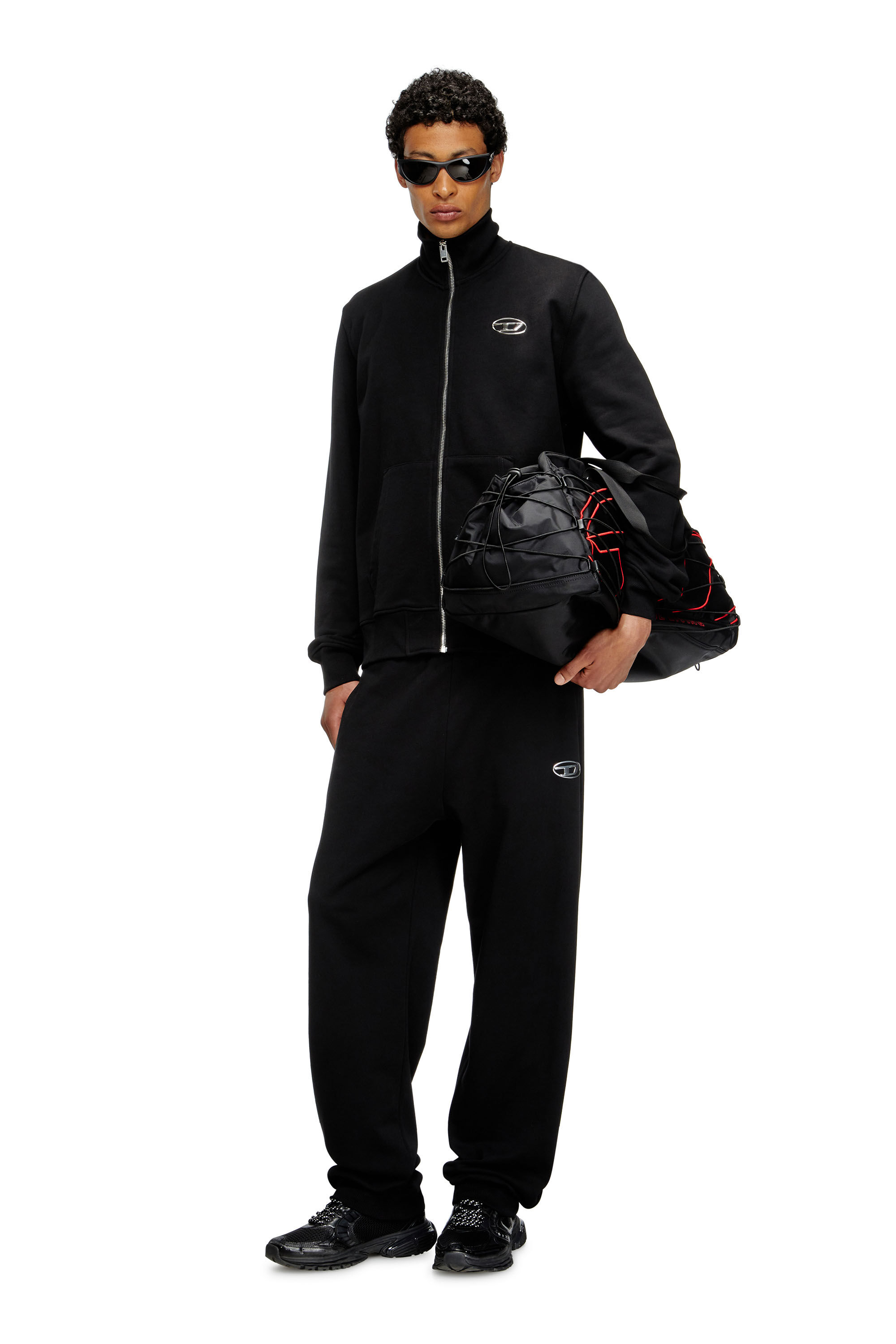 Diesel - P-MARKY-OD, Pantalones deportivos con logotipo Oval D con efecto metálico Hombre in Negro - 1