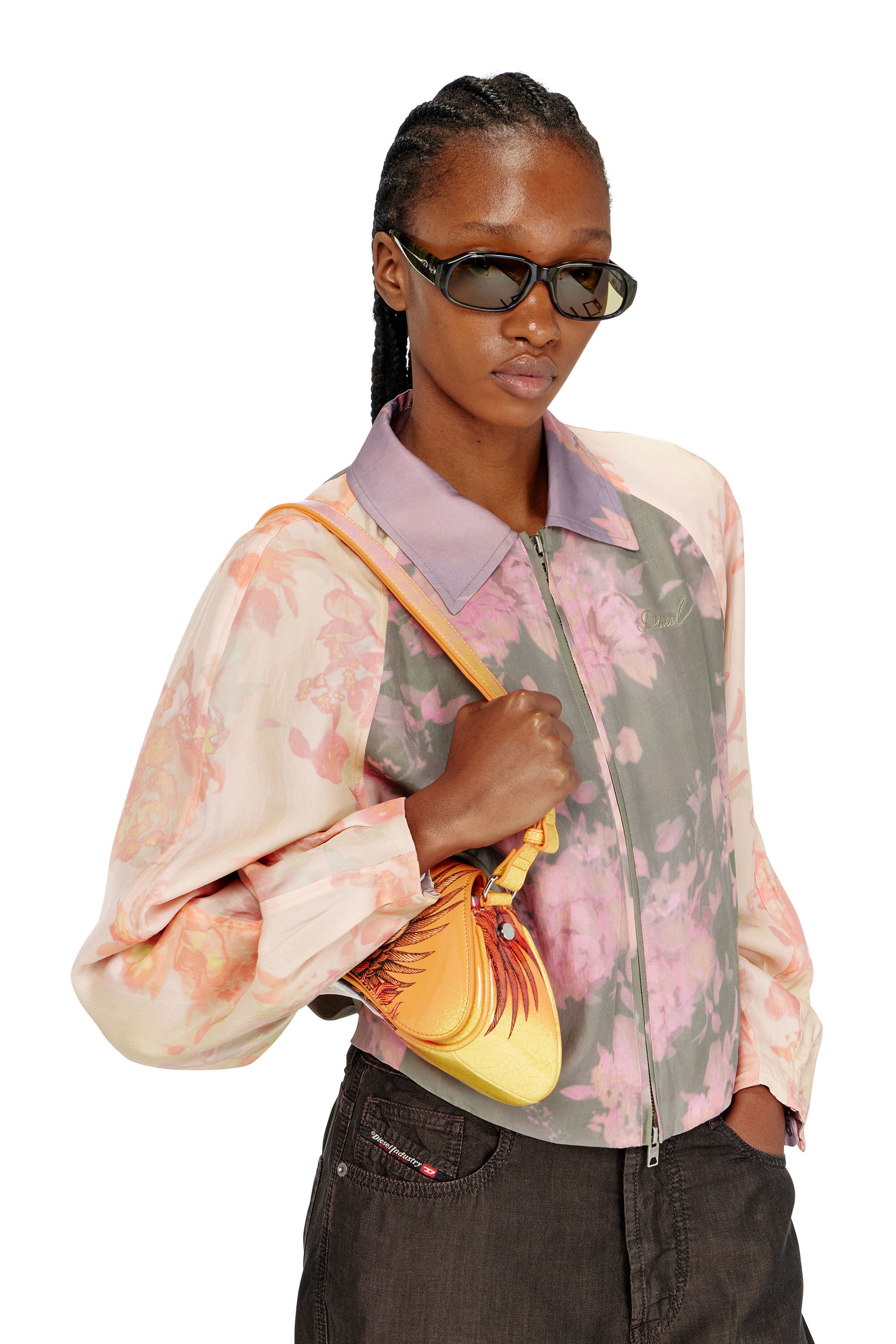 Diesel - G-ALENA, Bomber floral en acetato arrugado Mujer in ToBeDefined - 4