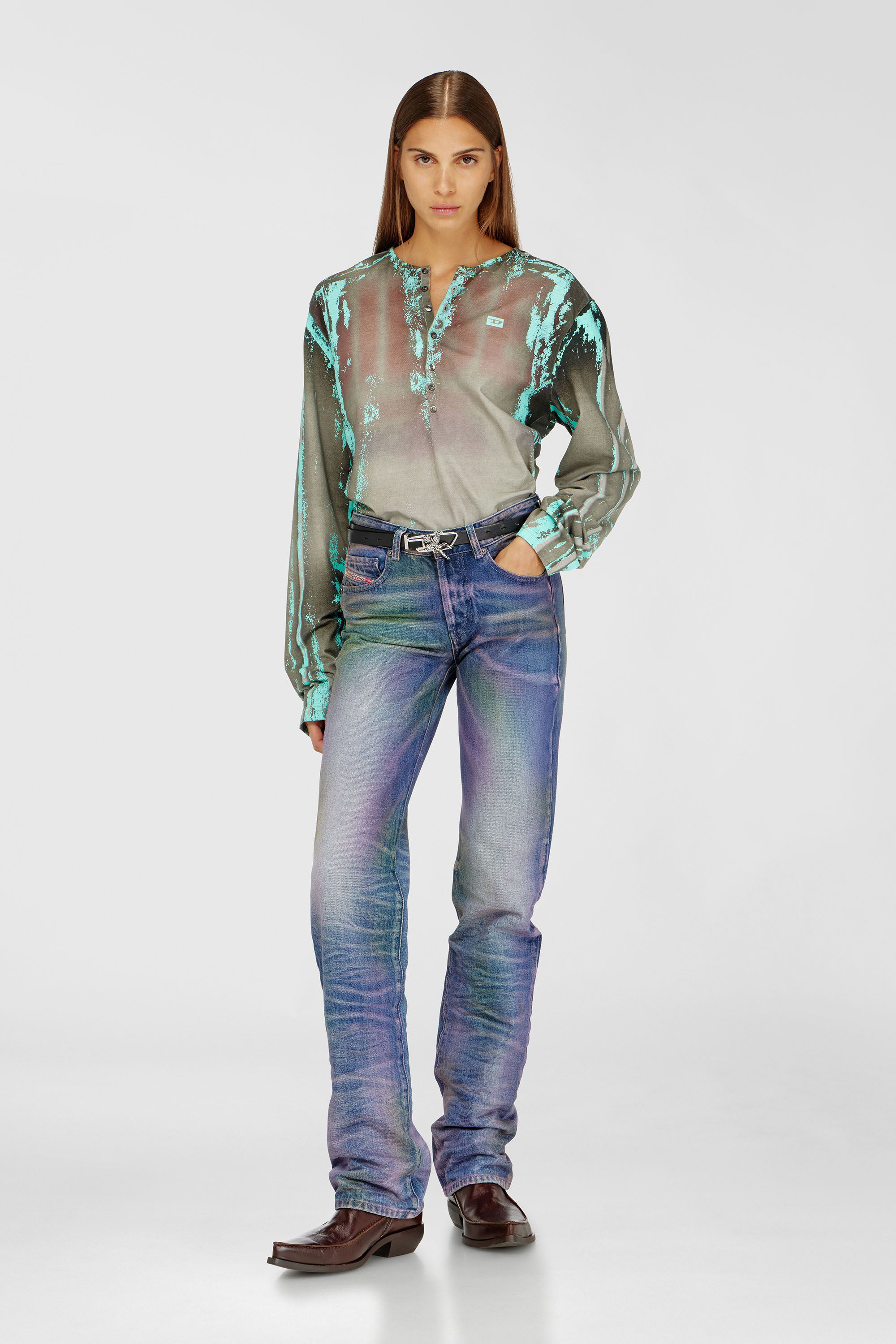 Diesel - Regular Jeans D-Lie 007FW Mujer, Multicolor/Azul - 2