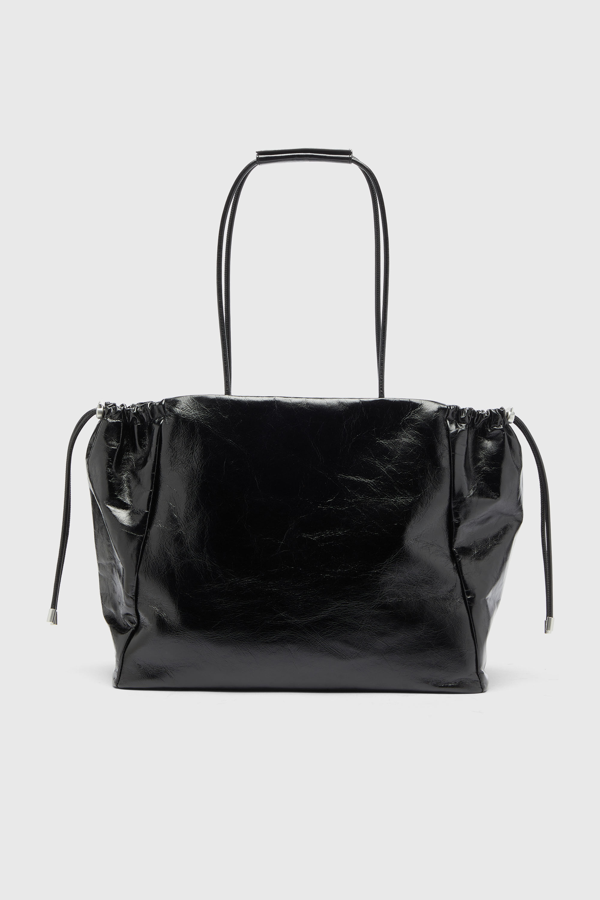 Diesel - SCRUNCH-D TOTE E/W, Scrunch-D - Bolso tote de piel brillante arrugada Mujer in Negro - 2