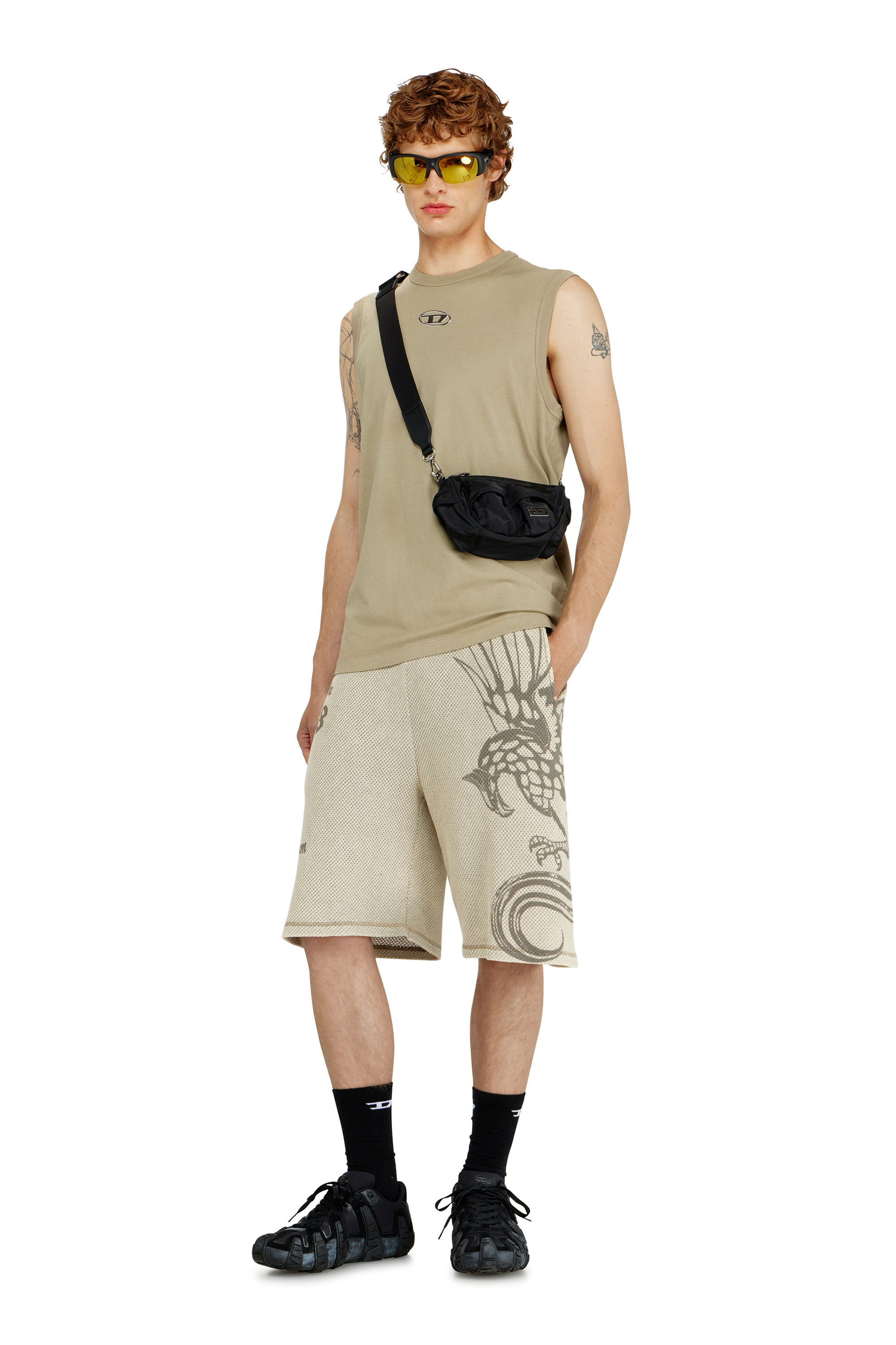 Diesel - MULTI-PKTS CROSSBODY XS X, Multi-Pkts - Bolso peque&ntilde;o multipocket en tejido recubierto utility Unisex in Negro - 1